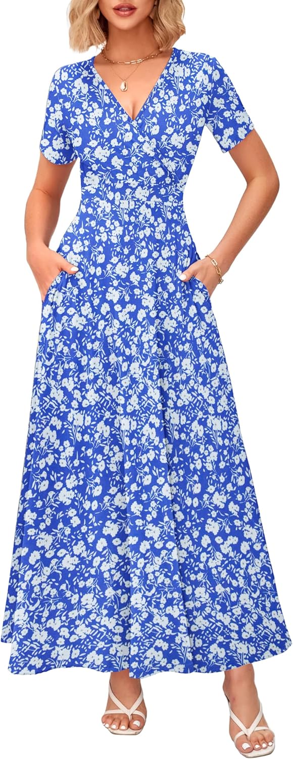 WNEEDU Women's Summer Maxi Dress with Pockets for Every Occasion