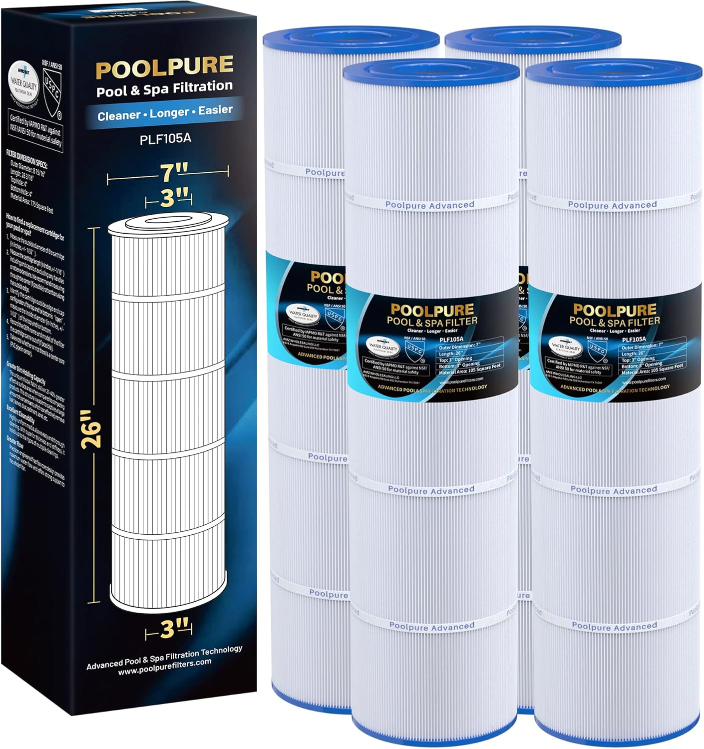 POOLPURE PCC105-PAK4 Cartridge for Pentair CCP420 Filters