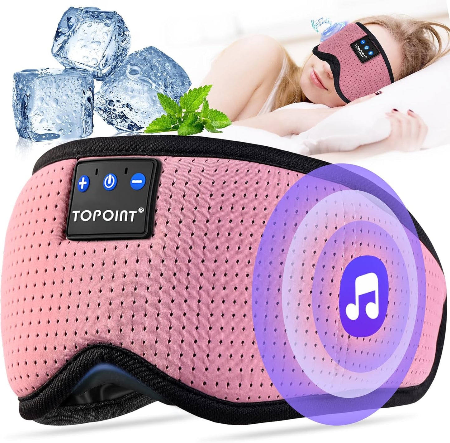 TOPOINT Silk Sleep Mask w/ Bluetooth - Sleep & Listen on the Go!