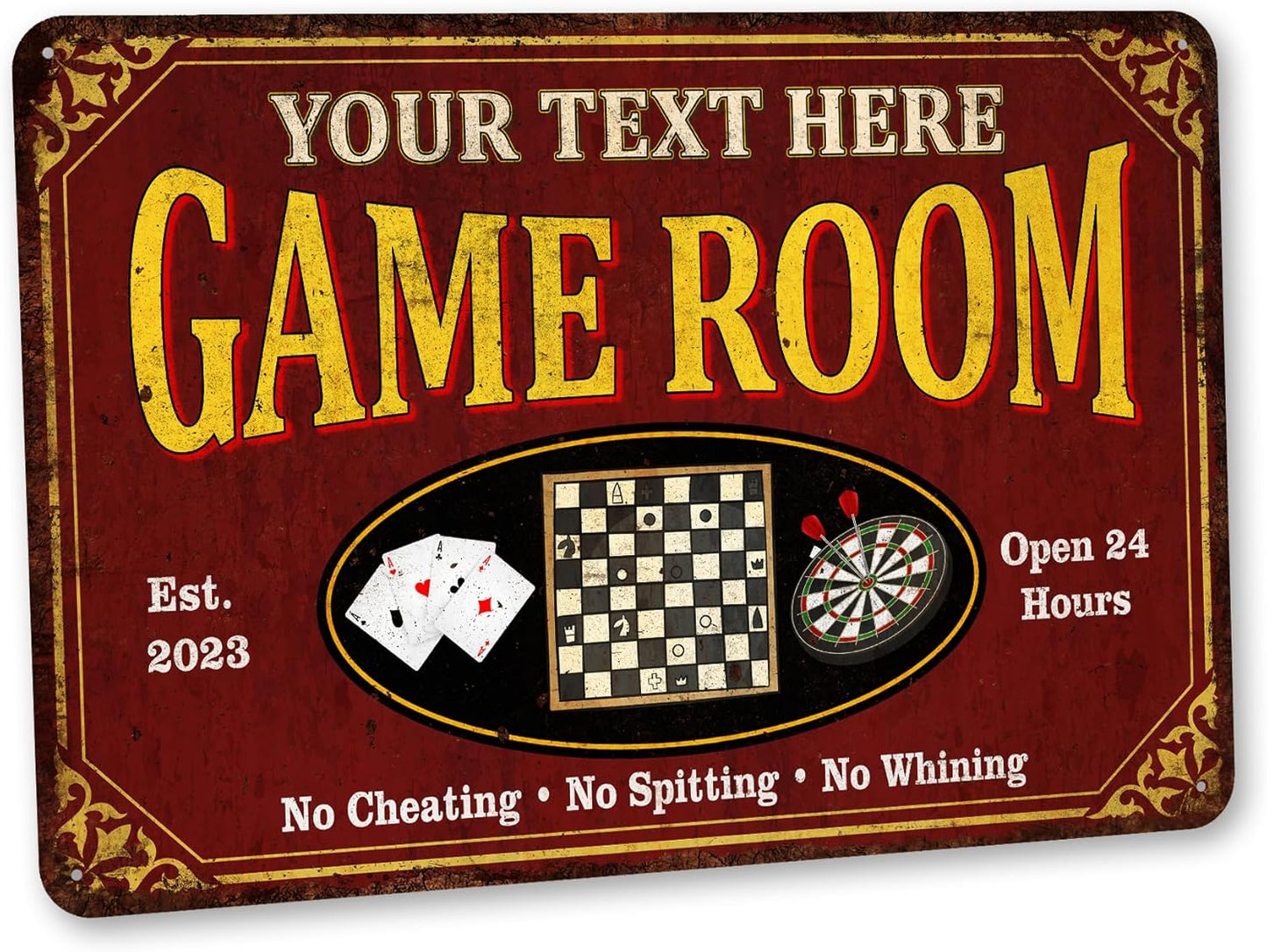 Custom Game Room Sign Red Personalized Decor for Any Space