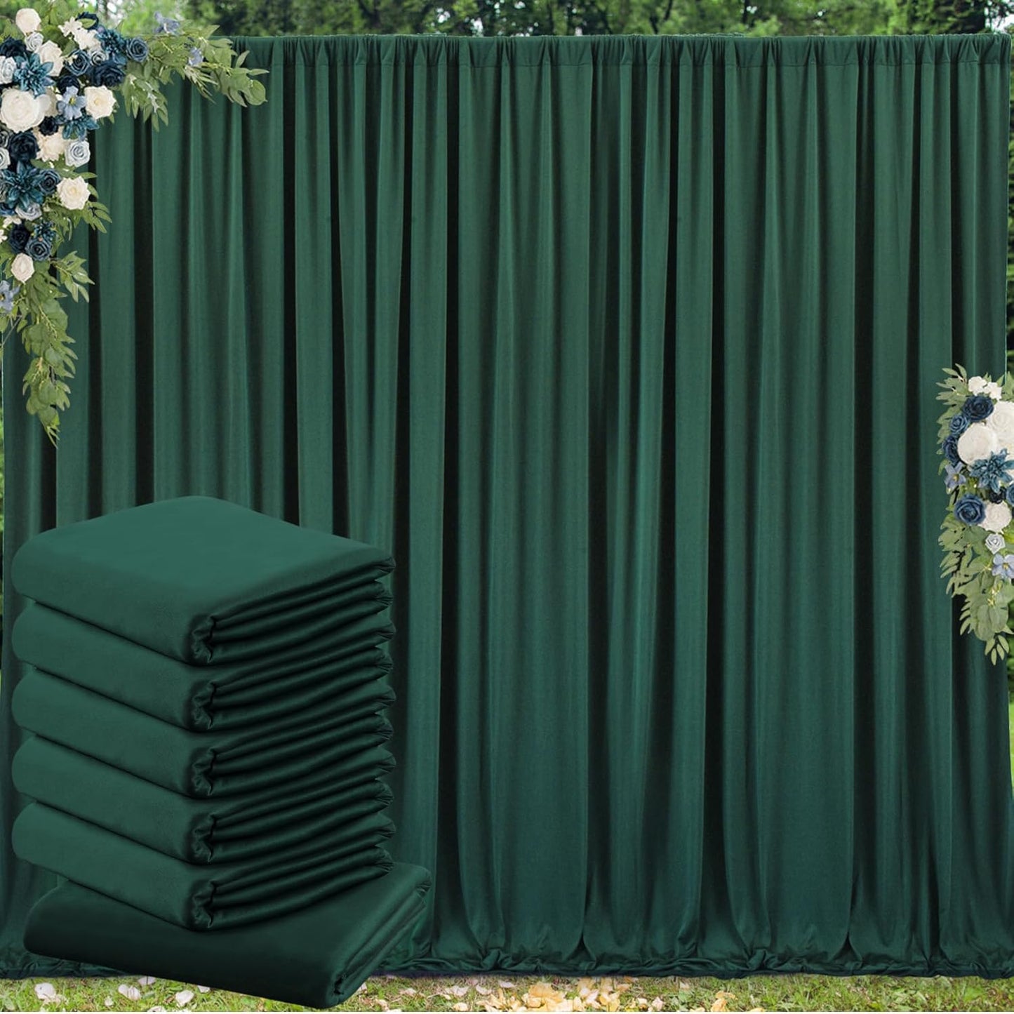 30 ft x 10 ft Wrinkle Free Hunter Green Backdrop Curtain Panels