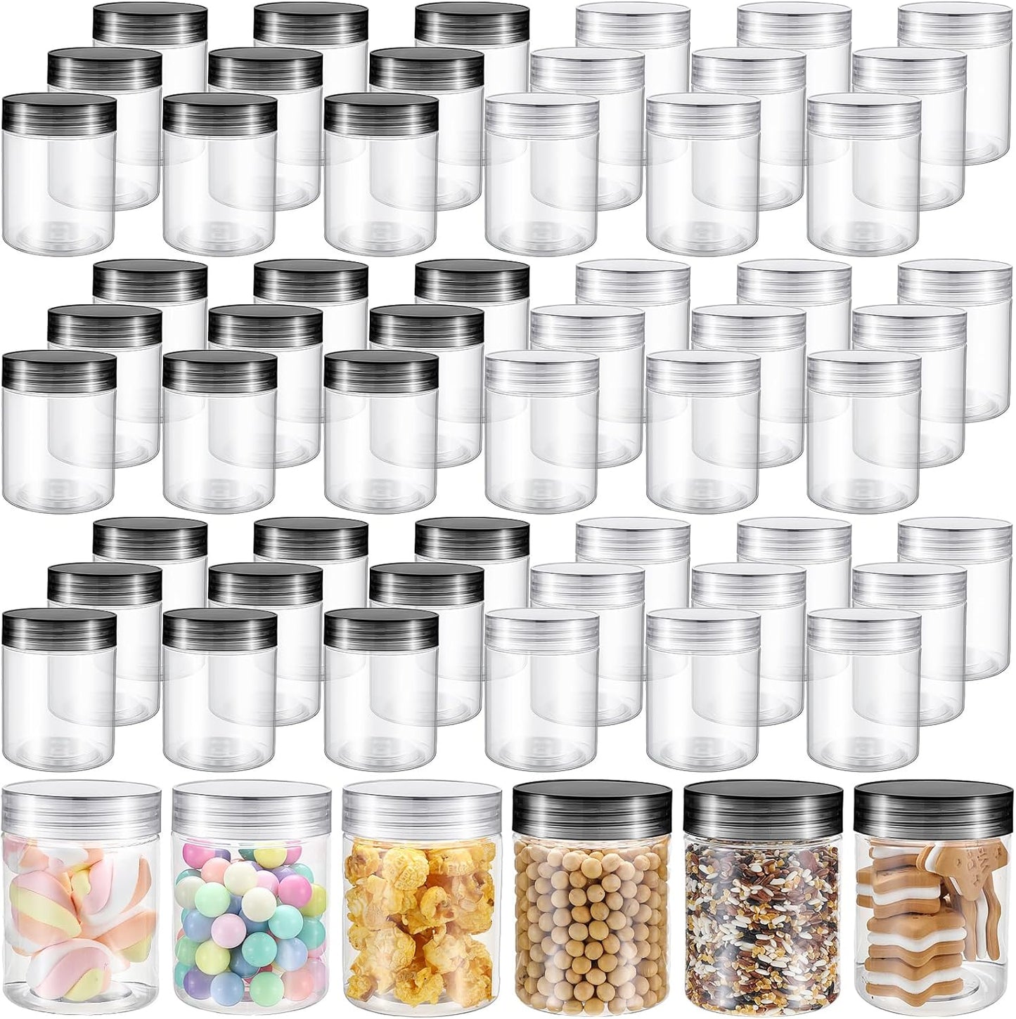 60 Pcs 8 oz Plastic Jars with Lids for Travel and Storage