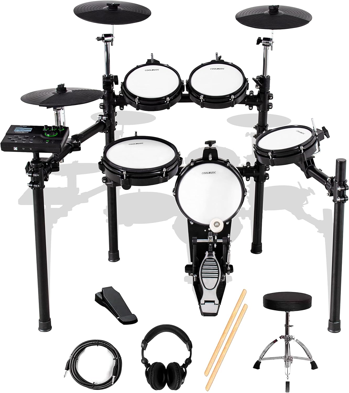 Coolmusic DD8 Electric Drum Set with Mesh Head and Throne
