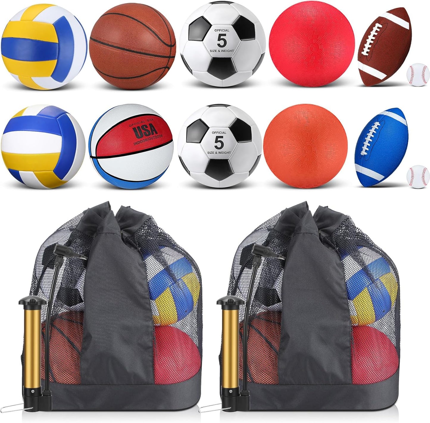 Deekin 12 Pcs Assorted Sport Ball Set for Family Fun and Training