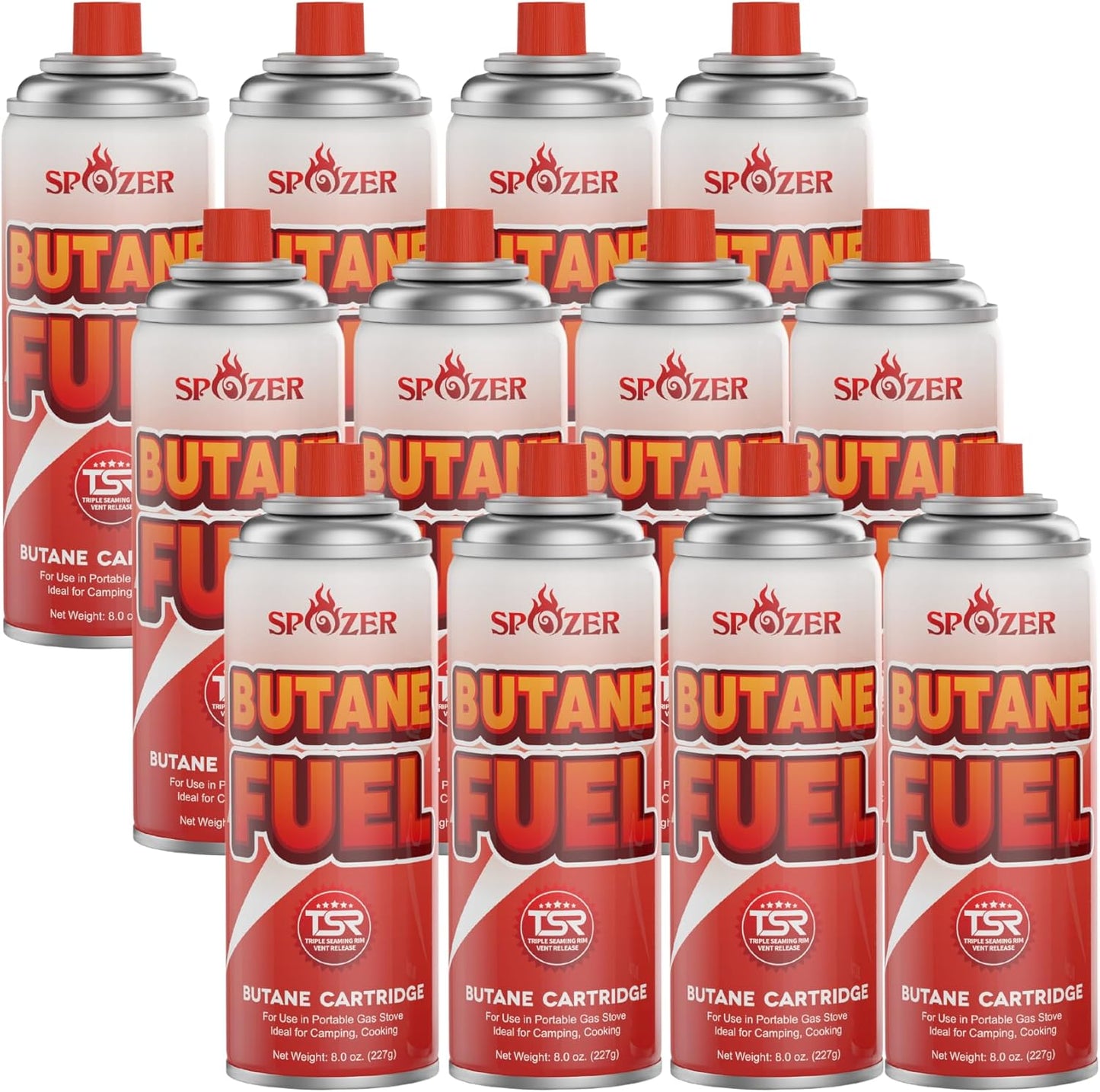 12-Pack Explosion Proof Butane Fuel for Camp Stoves - Spozer