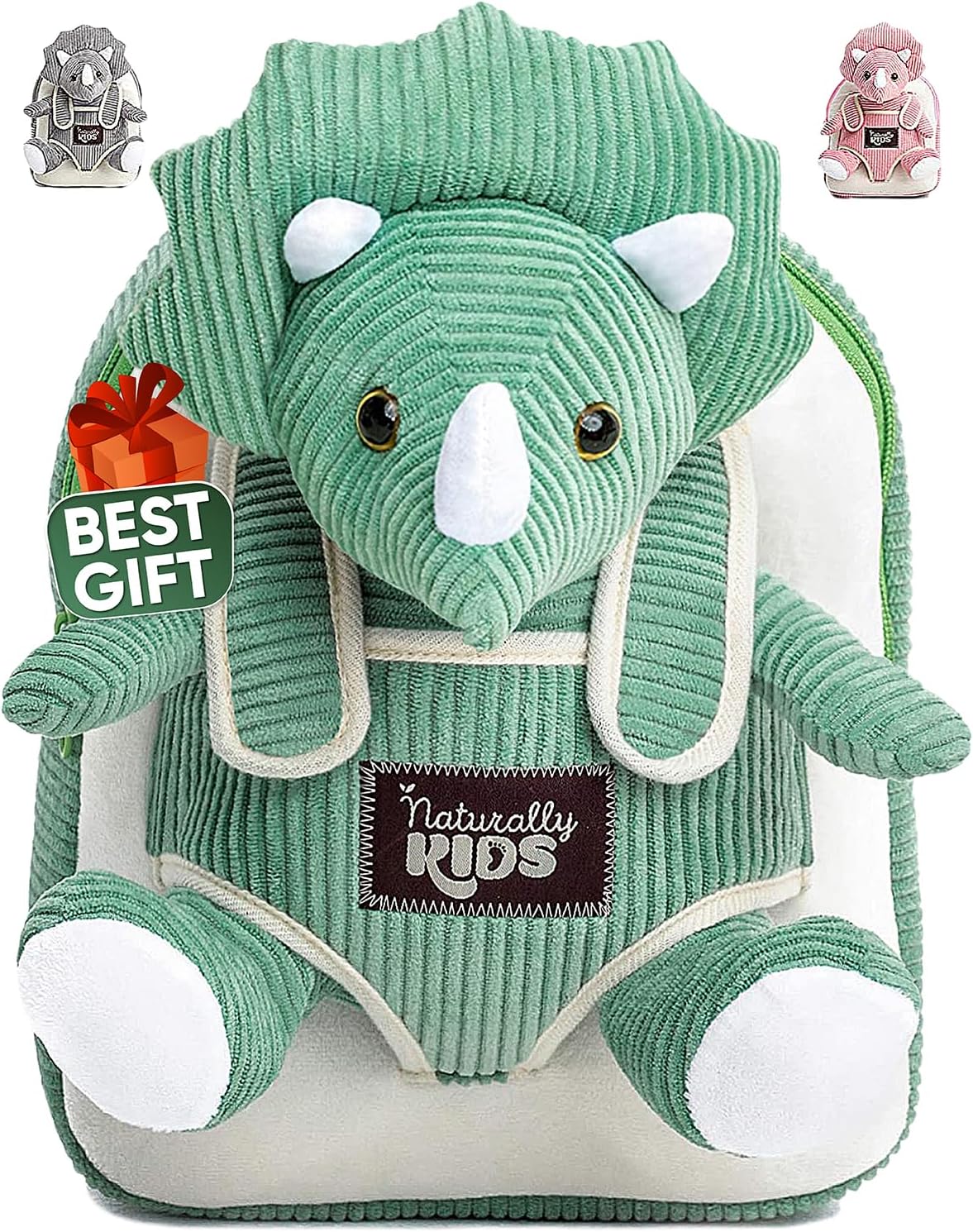 Green Triceratops Plush Backpack for Kids 3-5, Perfect Gift