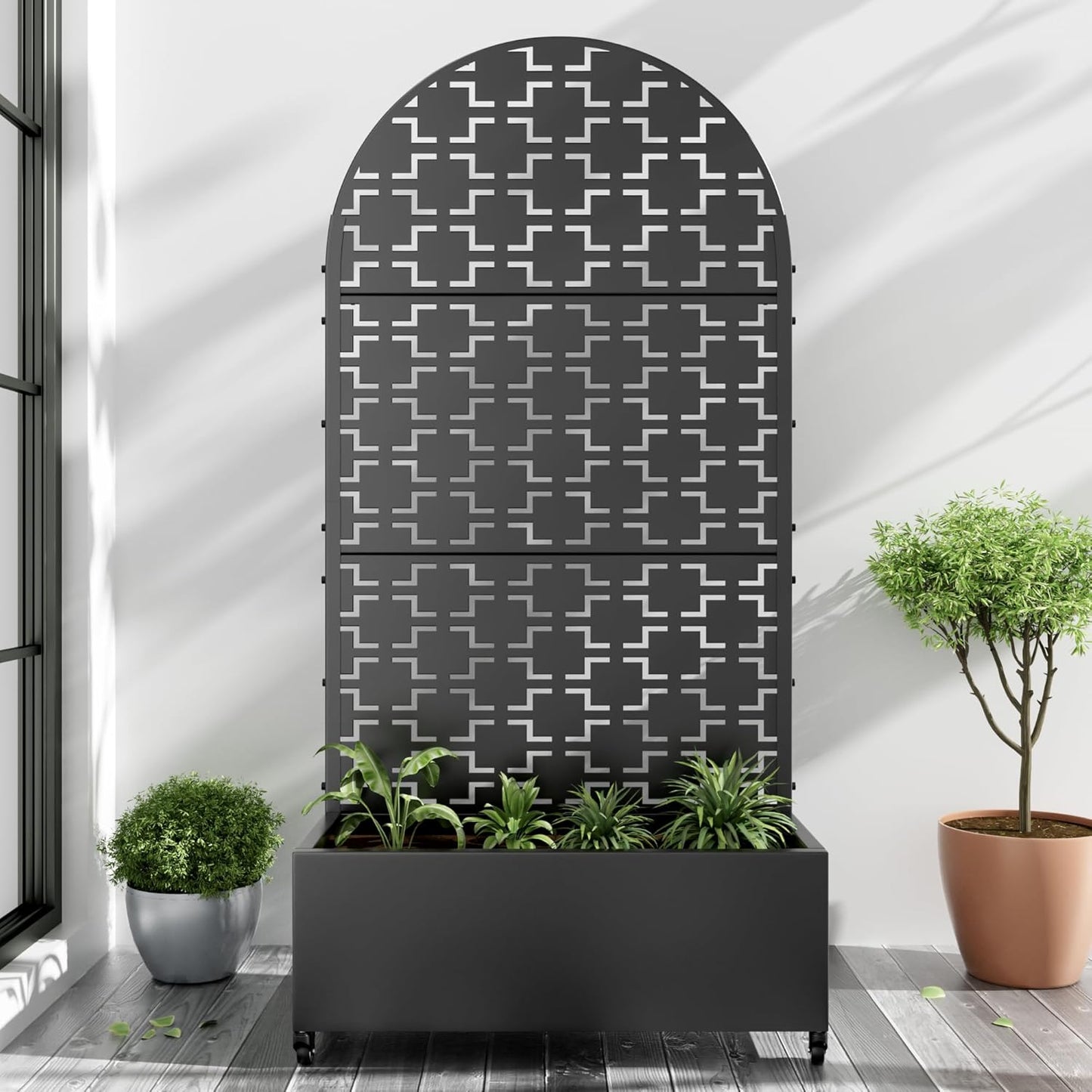 Casaphoria Metal Raised Garden Bed with Trellis and Wheels