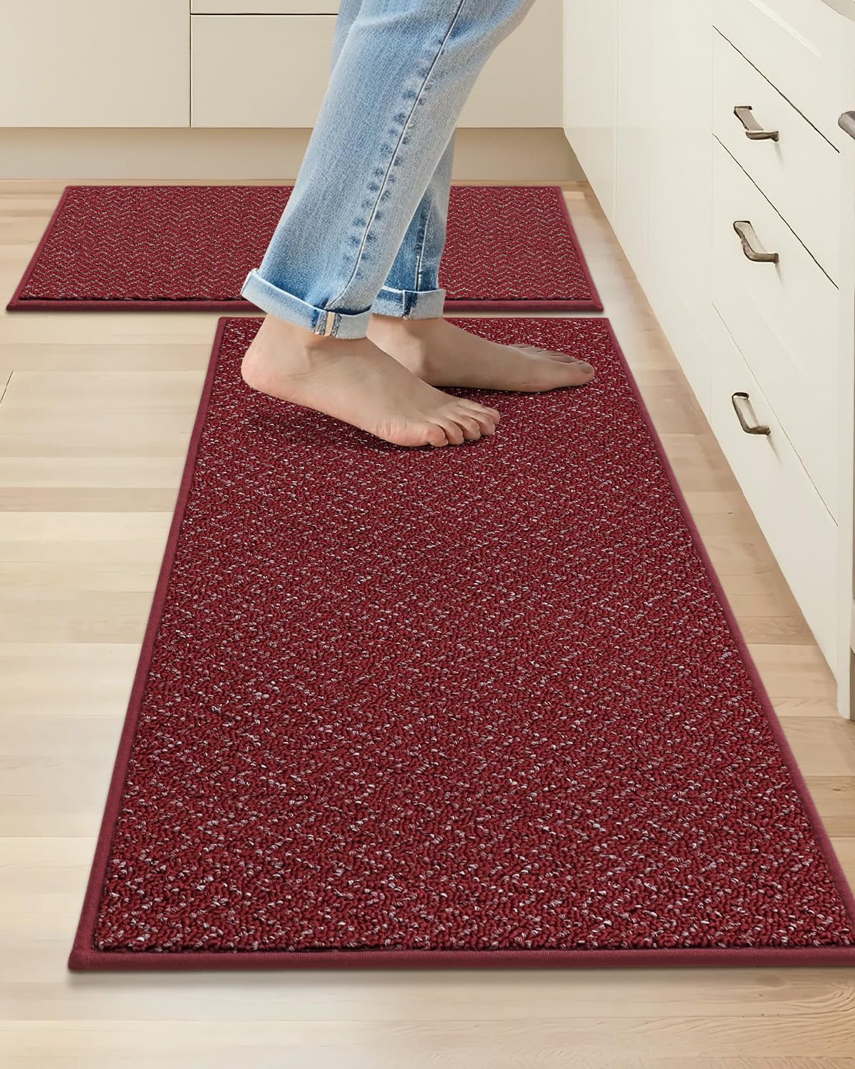 COSY HOMEER Non Slip Kitchen Mats 2PCS Washable Runner Set