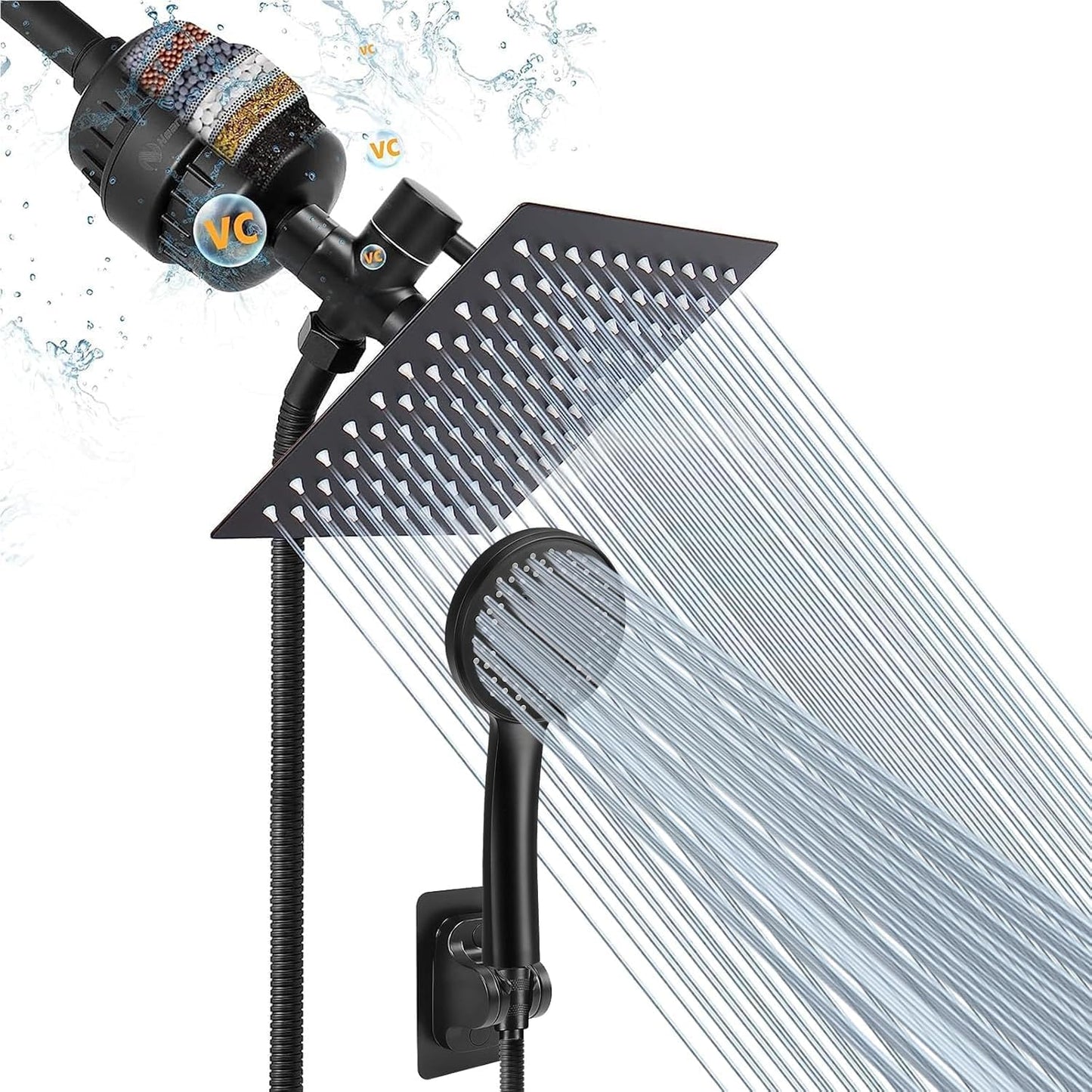 NearMoon Filtered Rain Shower Head with Handheld 5 Settings