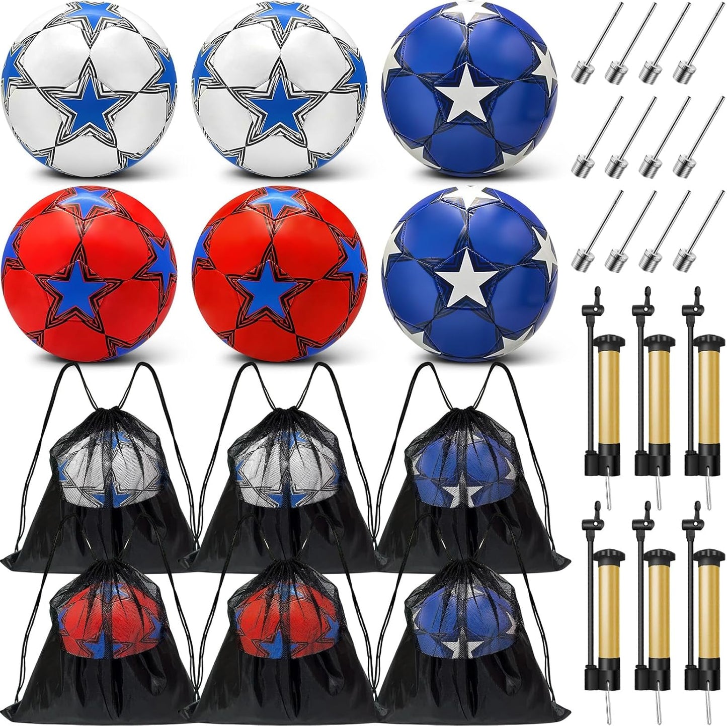 6 Pack Operation Deflated Christmas Soccer Balls with Pump