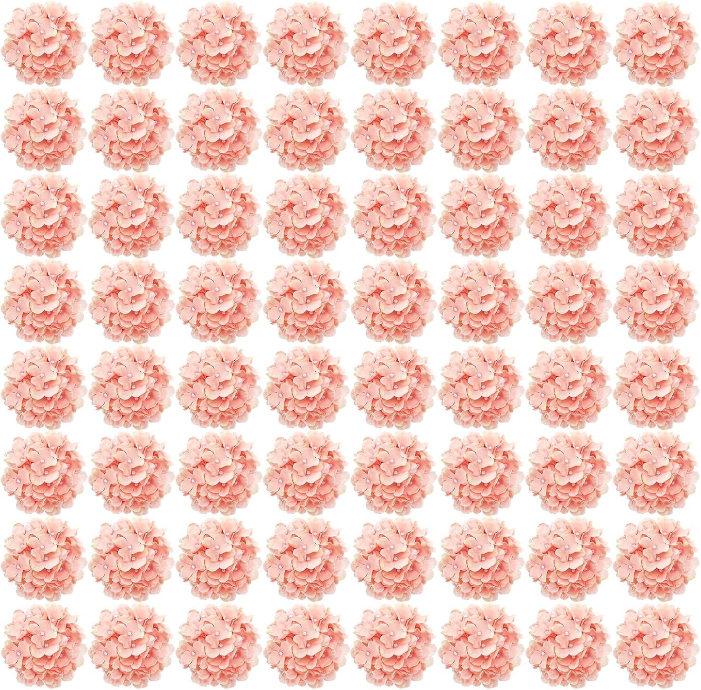 64 PCS Rubber Pink Hydrangea Flowers for Wedding and Decor