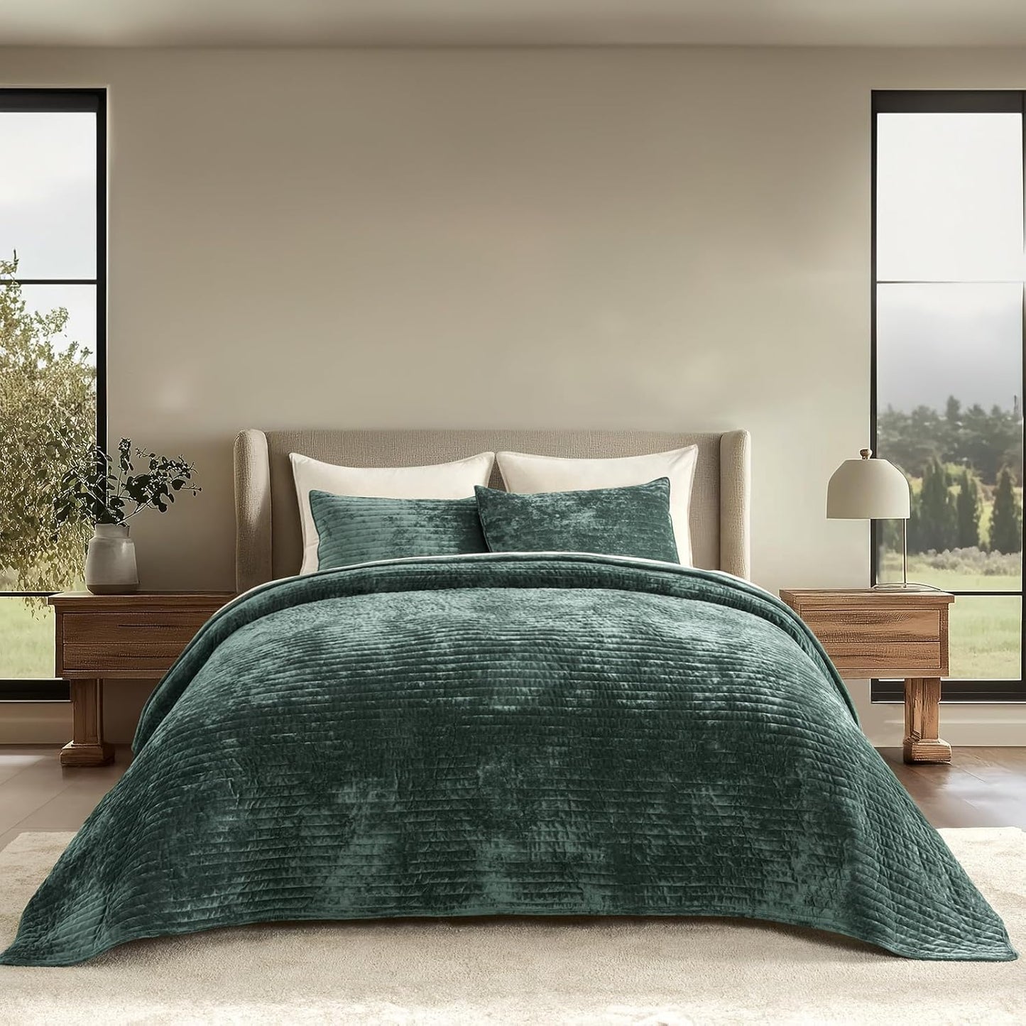 Luxurious Velvet Quilt Set King Size for All Season Comfort