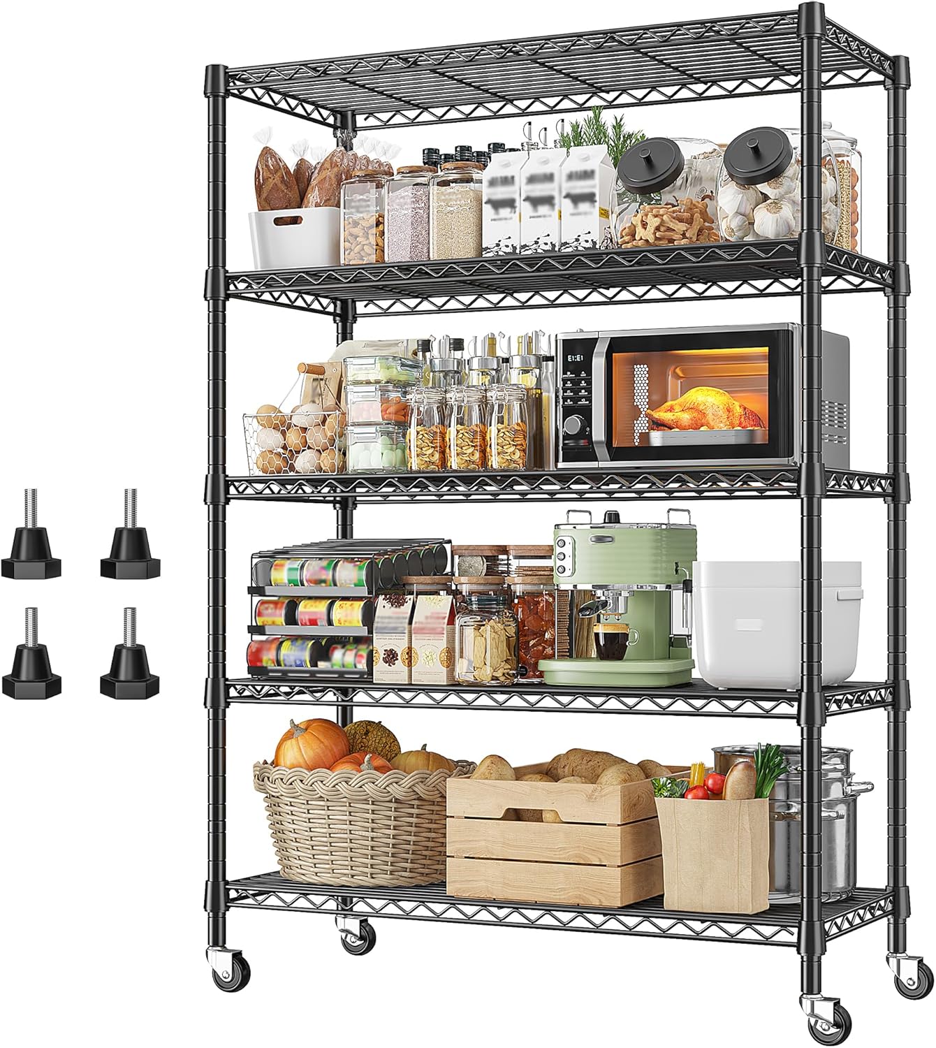 Heavy Duty Metal Shelving Unit with Wheels for Storage Needs