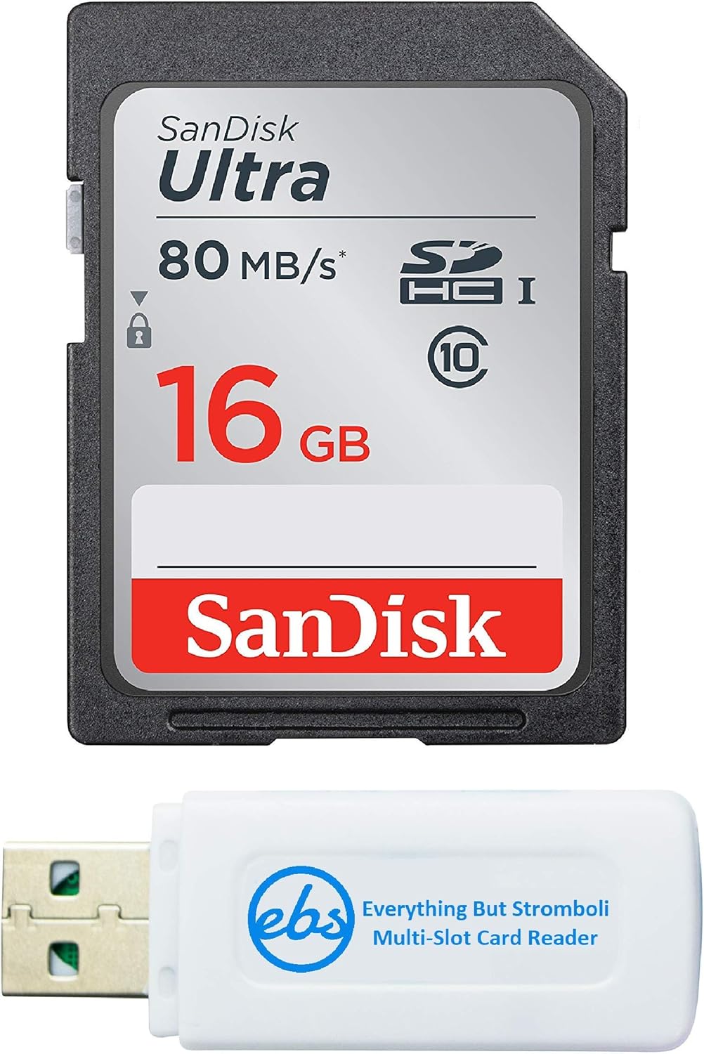 SanDisk 16GB SD Card Bundle + Memory Card Reader