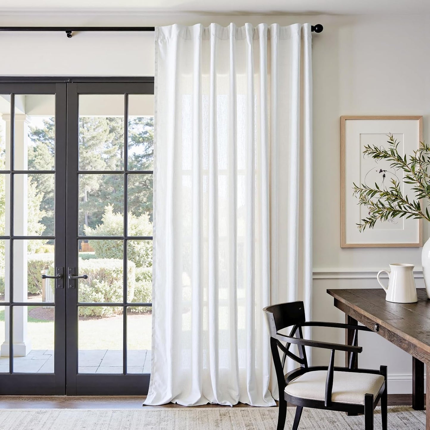 Linen Blend Curtain 108 inch Extra Long for Bedroom Living Room