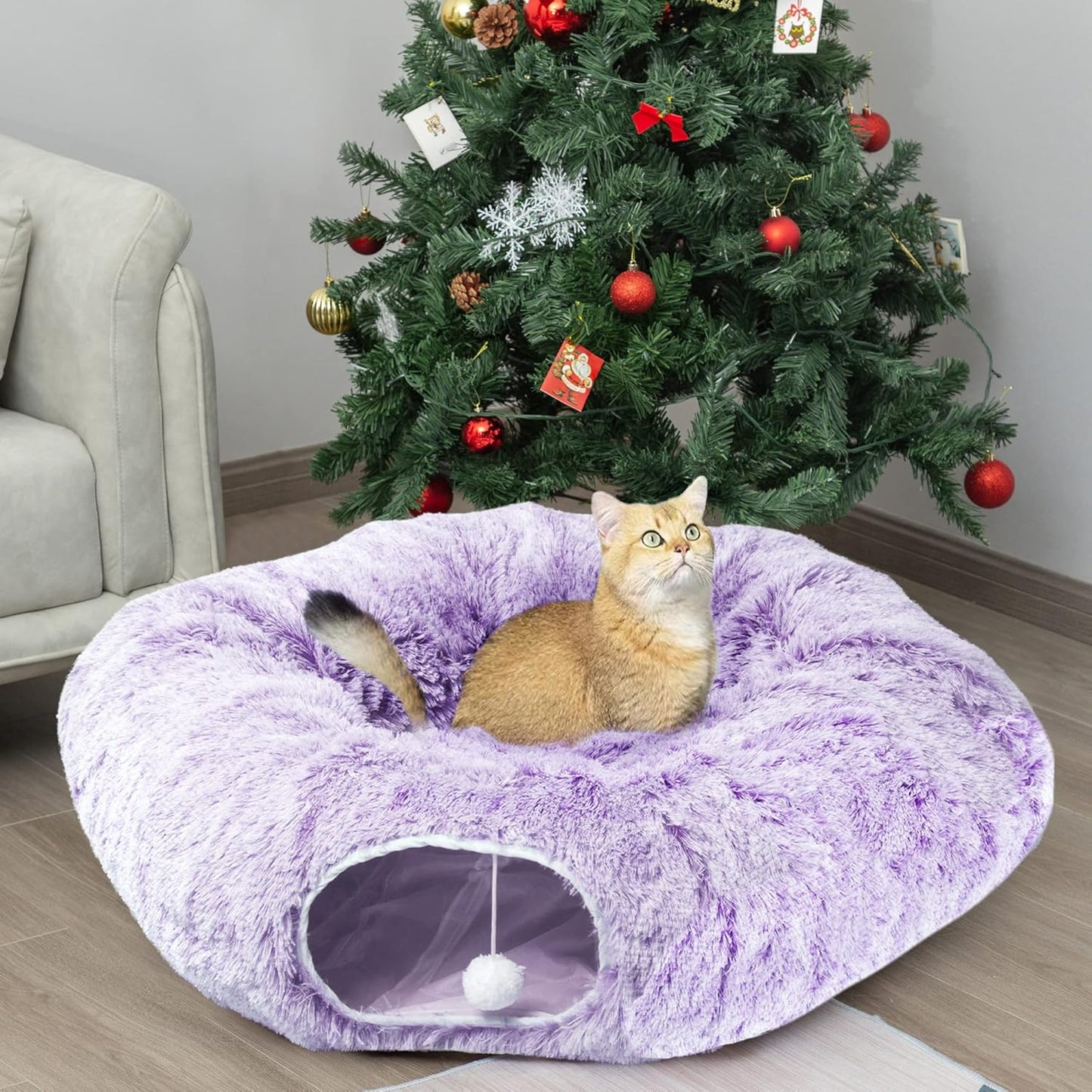 AUOON Cat Tunnel Bed for Indoor Cats - Fun 2-in-1 Play Space