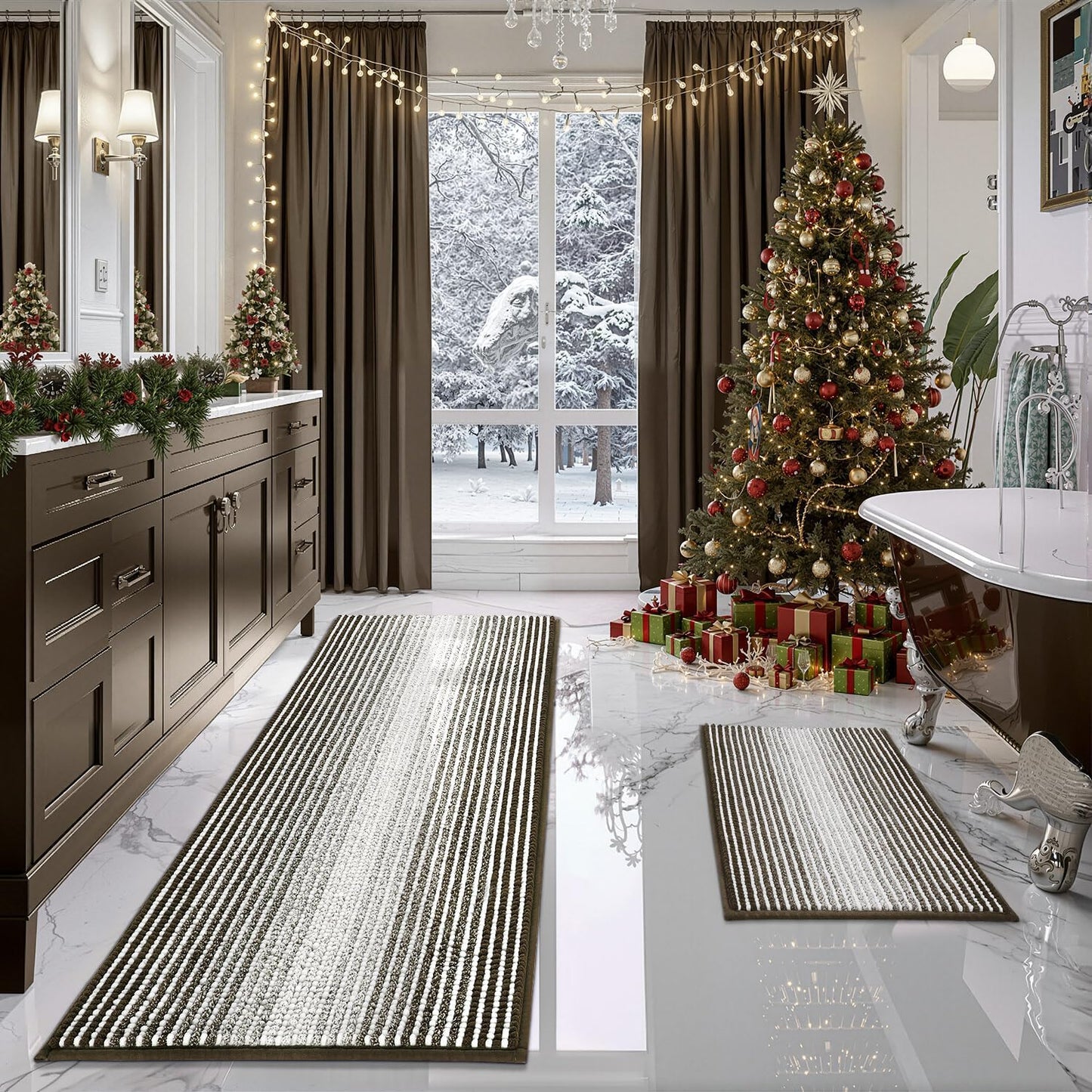 BSICPRO Bathroom Rugs and Mats Set: Soft Chenille Non-Slip Comfort
