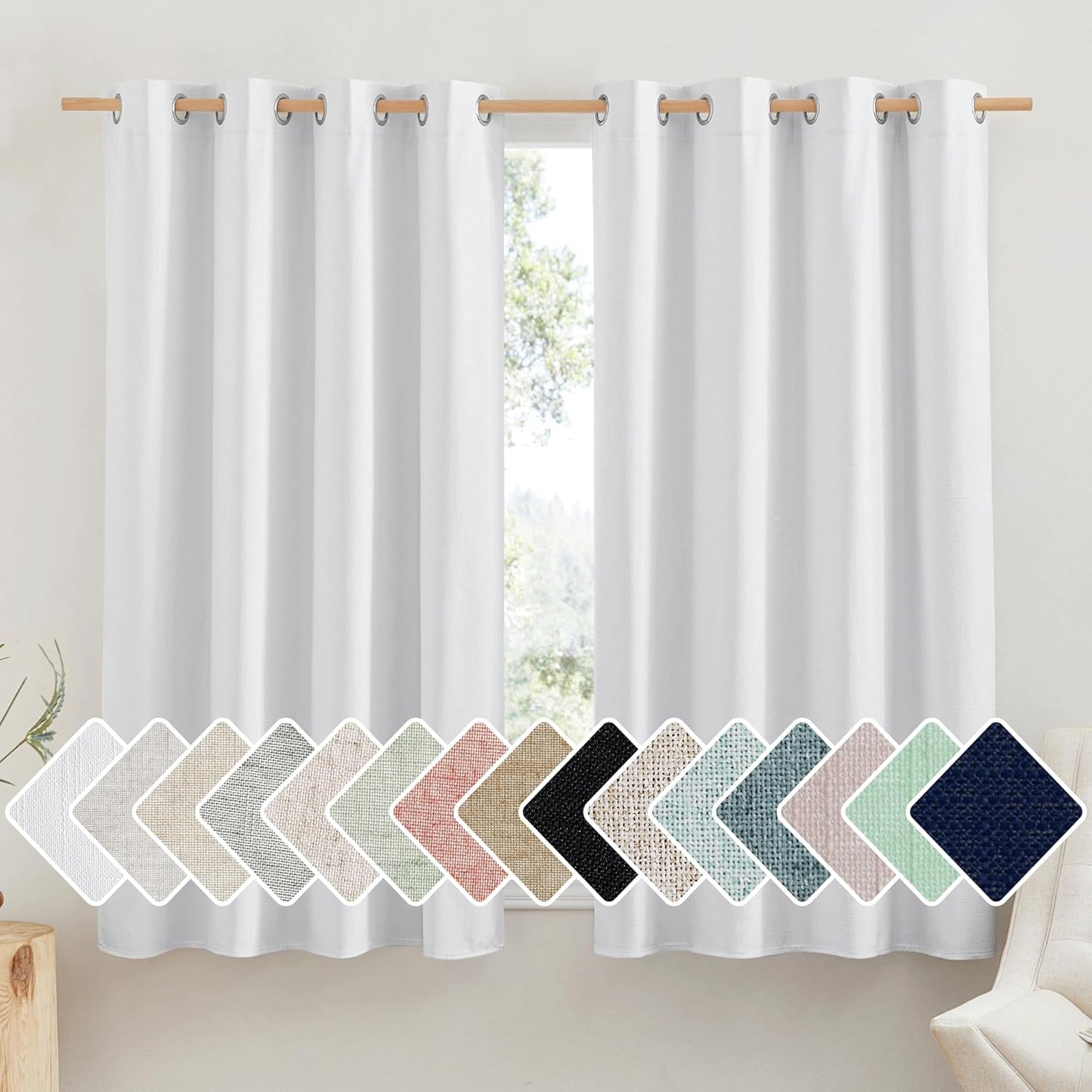 NICETOWN 100% Blackout Linen Curtains for Energy Saving Style