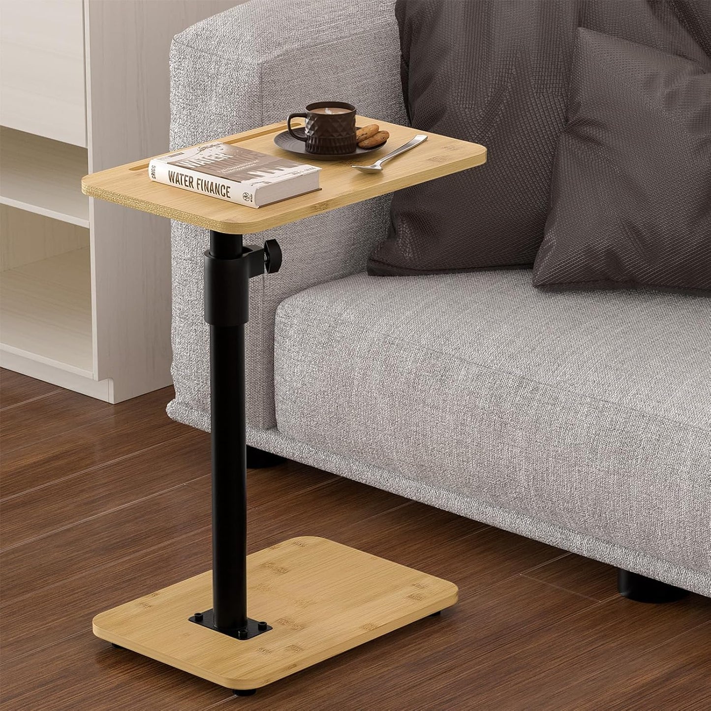 360 Swivel Sofa Armrest Tray - Height Adjustable Side Table - Phone & Tablet Slots
