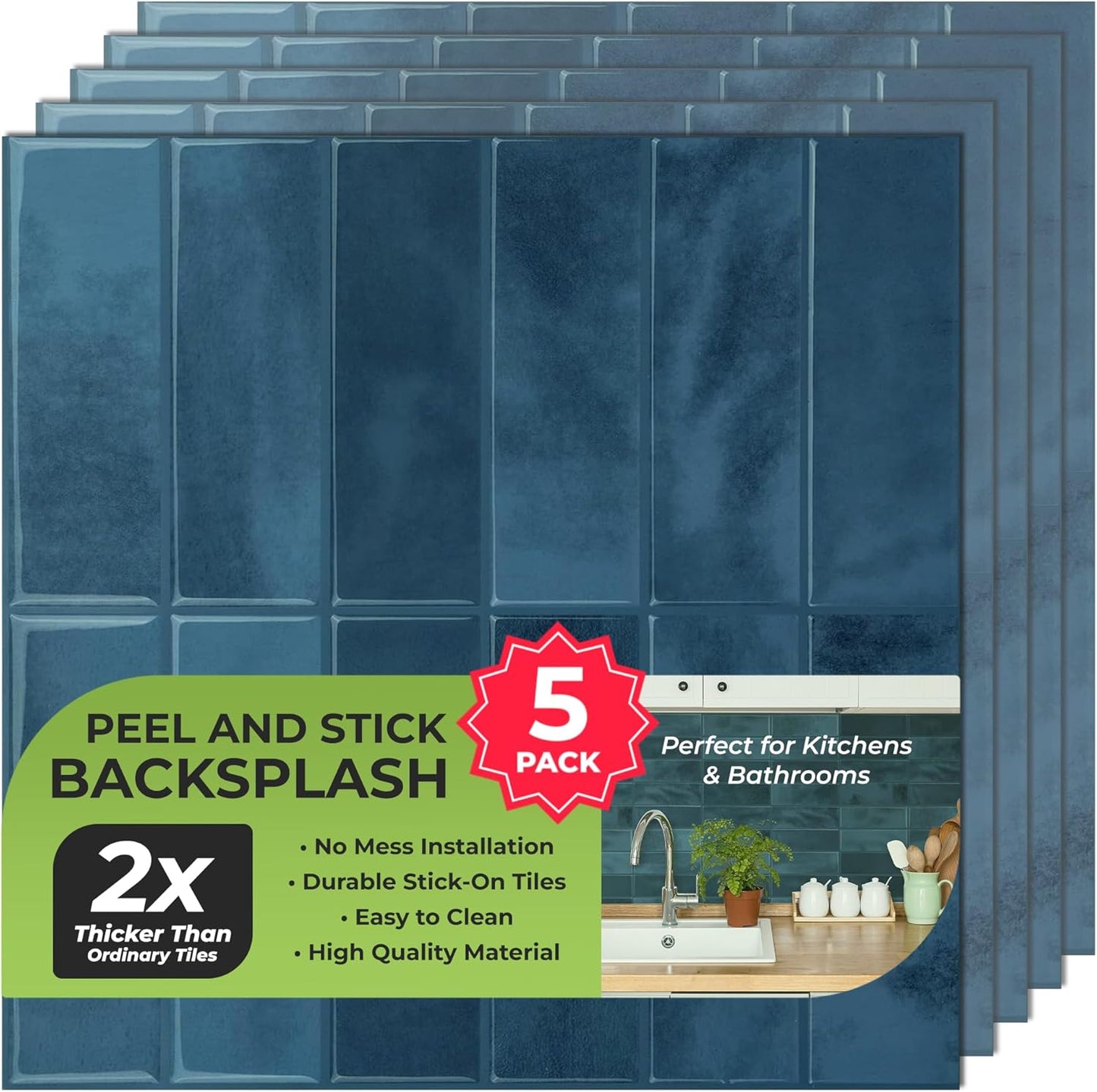 5 Pack Peel and Stick Backsplash Subway Tiles for Easy DIY