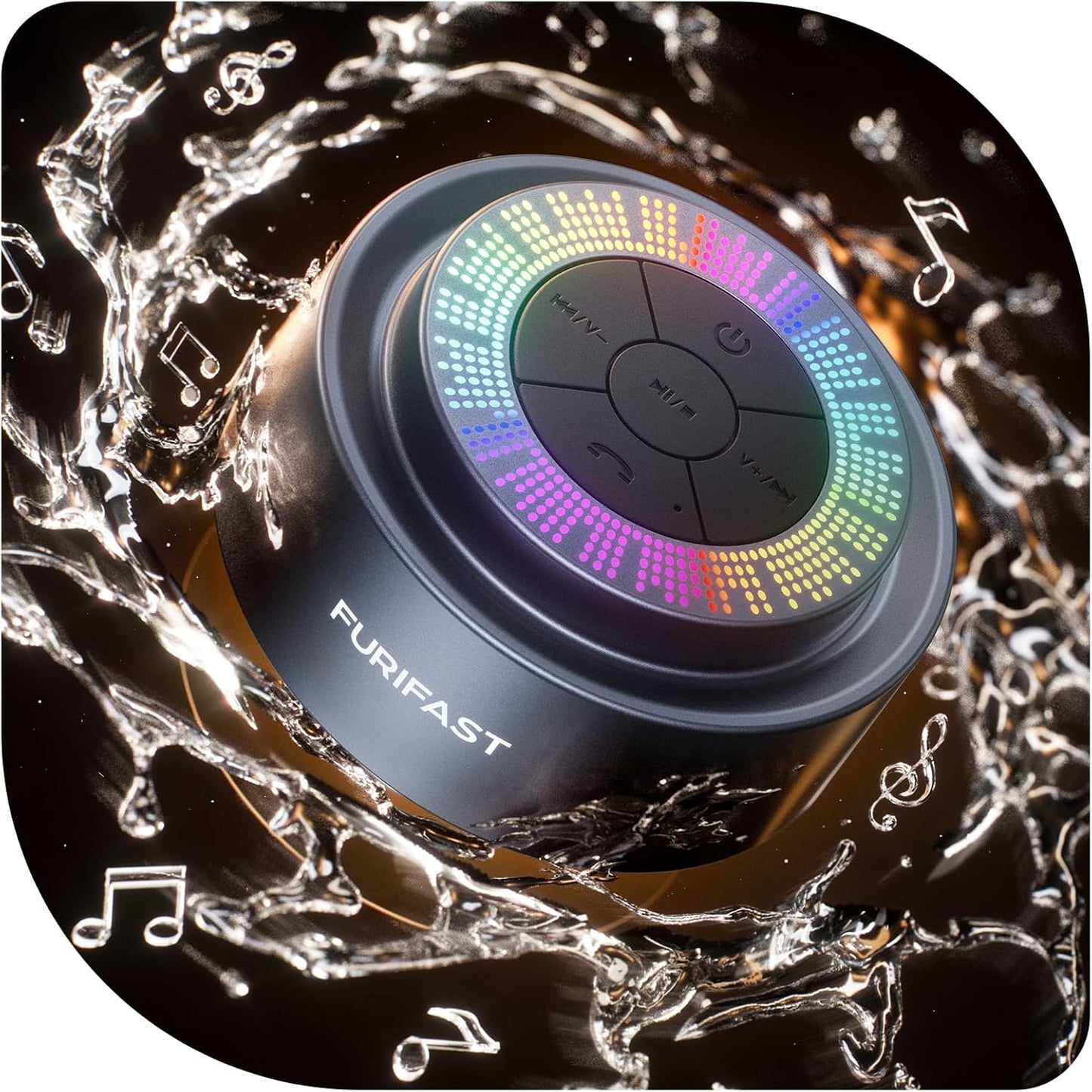 Furifast Waterproof Bluetooth Shower Speaker: Handsfree Music & Radi ~ 35 max characters.