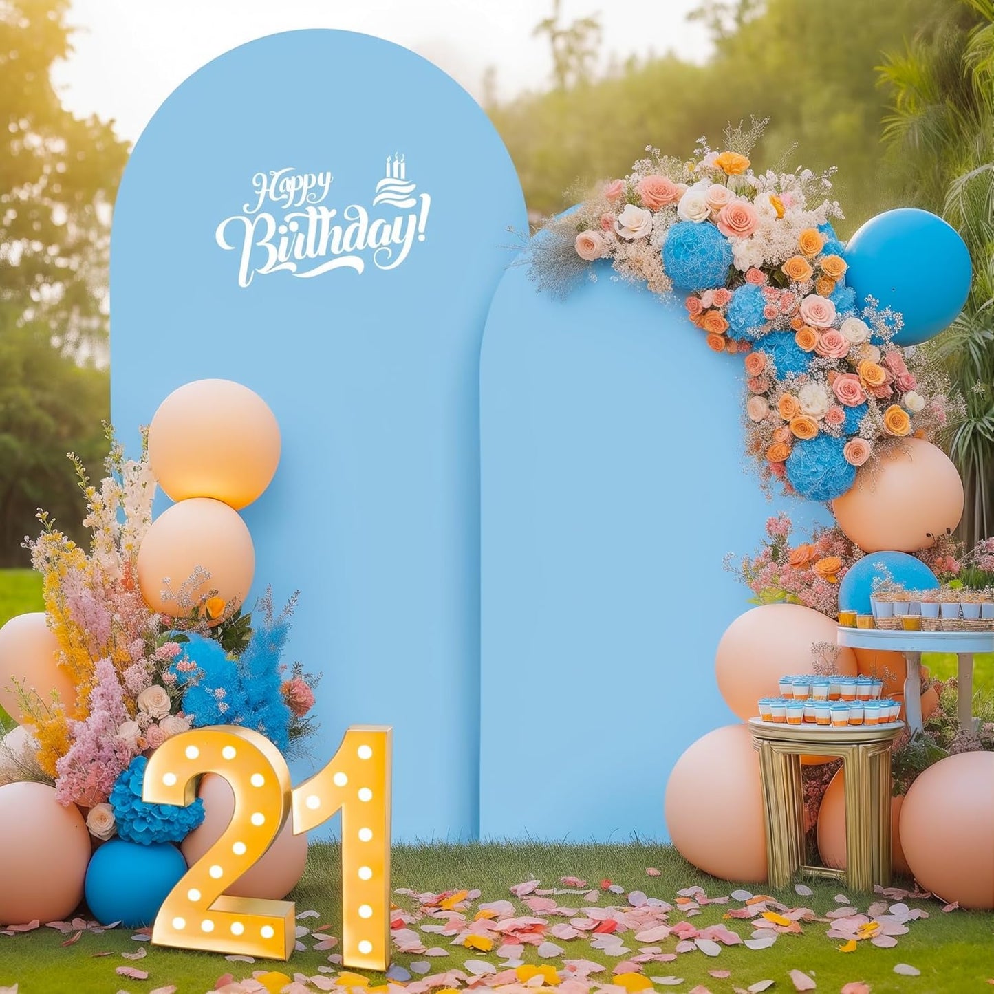 Baby Blue Arch Covers Set of 2 for Stunning Event Backdrops