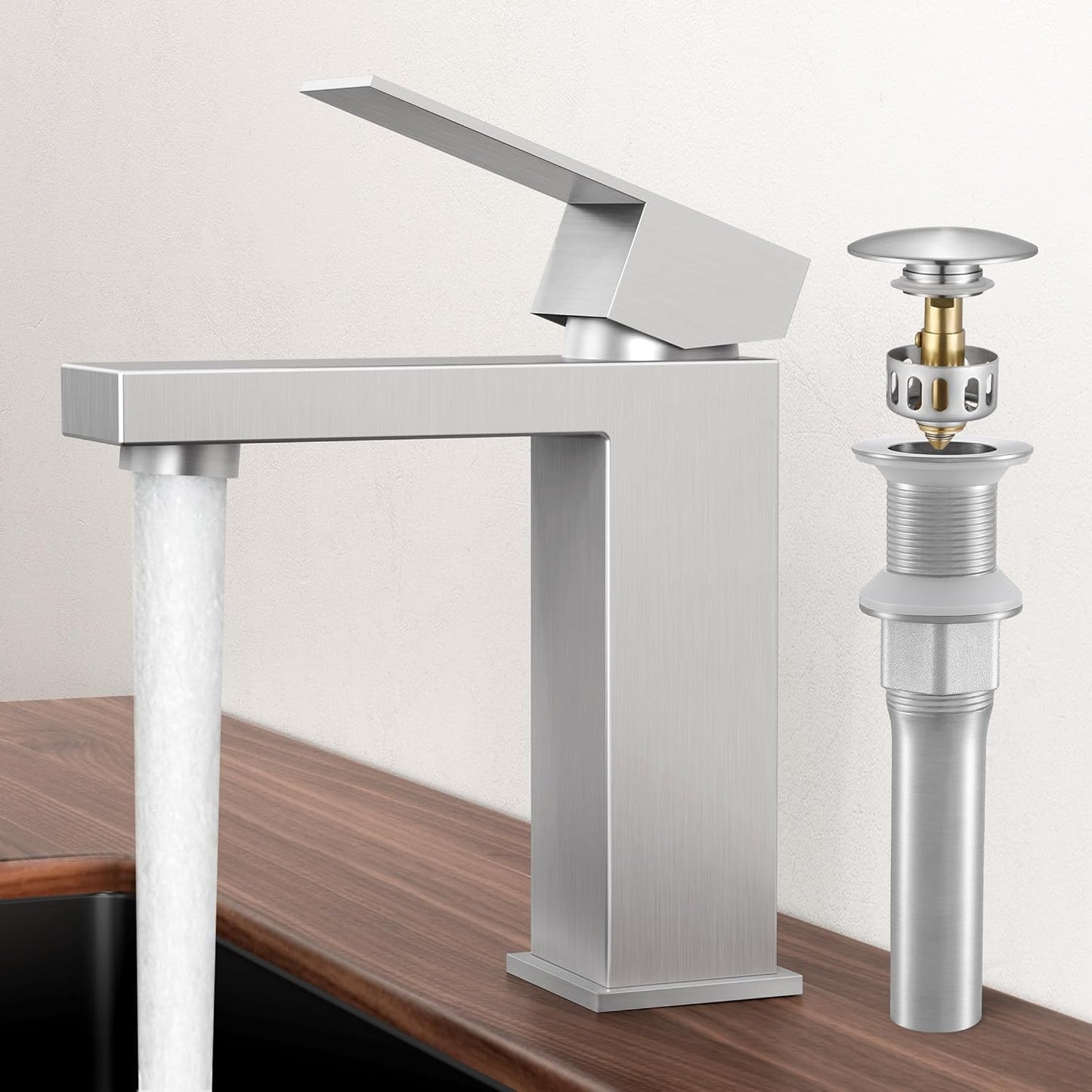 KES All Metal Brushed Nickel Bathroom Sink Faucet for Safety