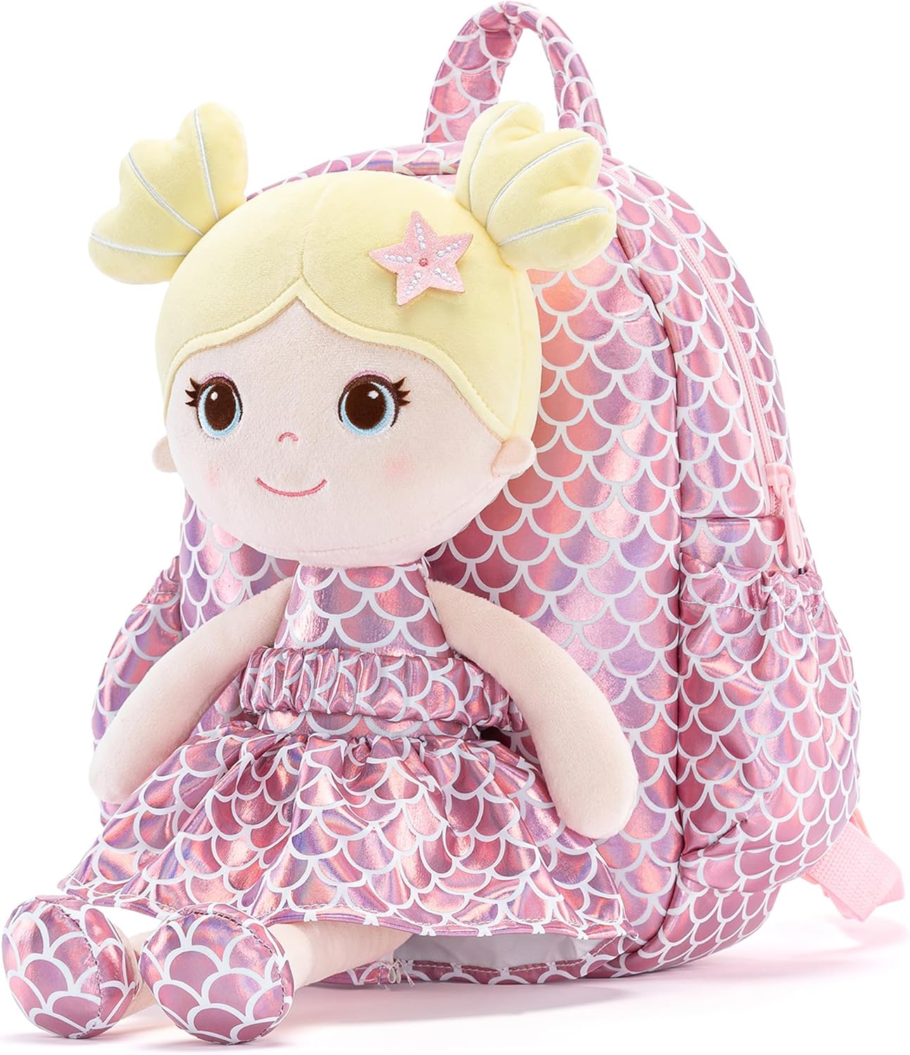 Toddler Backpack for Girls - Plush Doll Dress Design 11 in