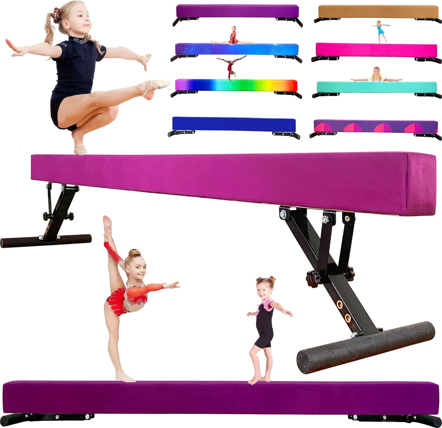 Adjustable Balance Beam for Kids and Teens - 8 ft Gymnastic Beam
