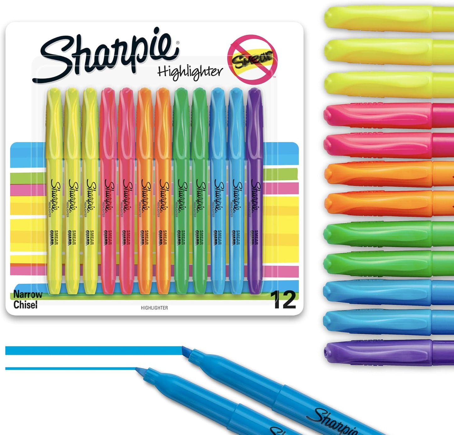 Sharpie Chisel Tip Highlighters, 12 Ct - Brighten Your Work!