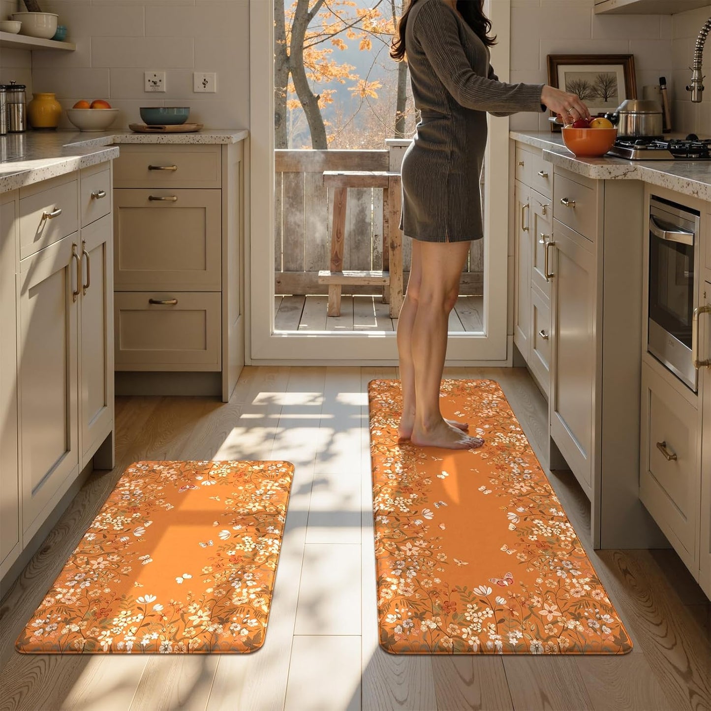 KIMODE Fall Kitchen Mats Cushioned Anti Fatigue for Home Use