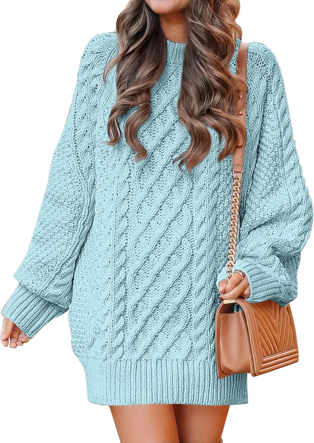Oversized Cable Knit Sweater Dress for Women - Trendy Fall Style
