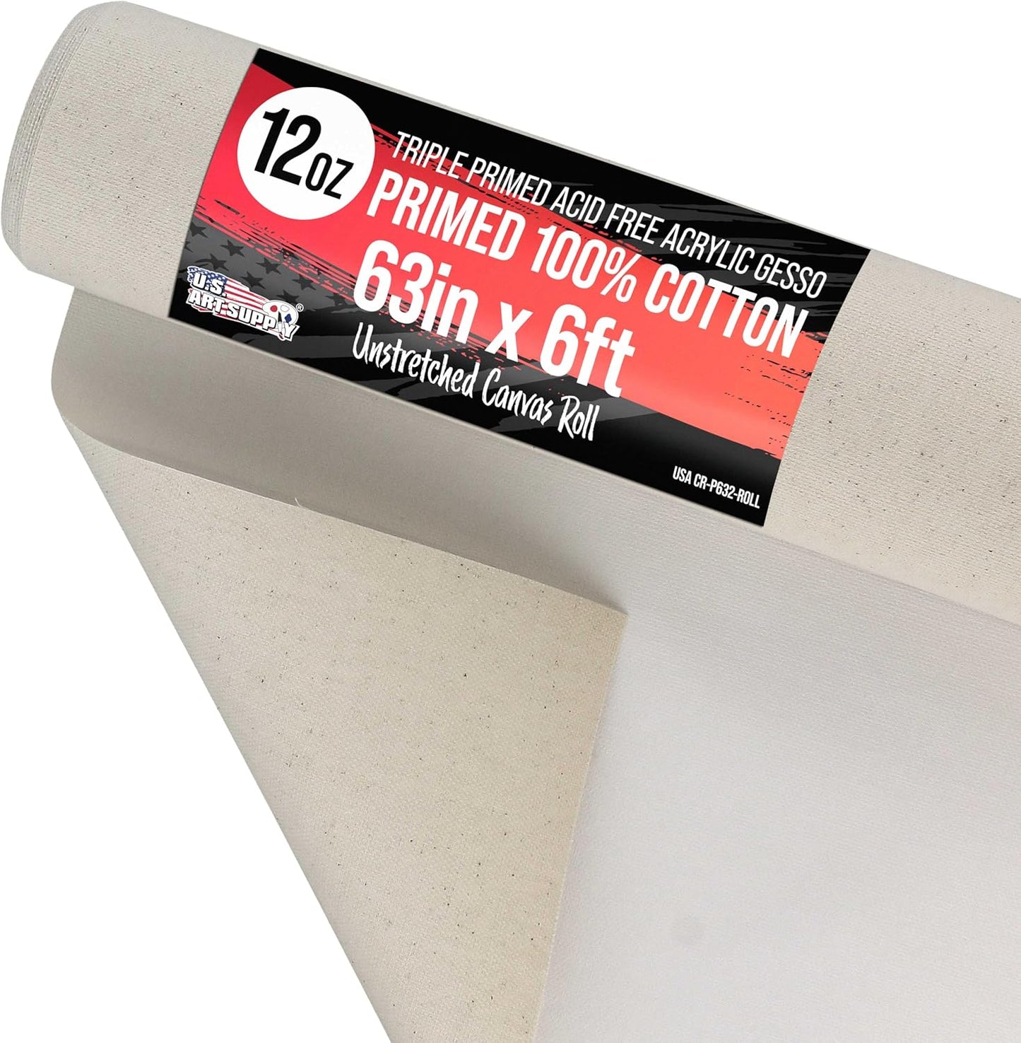 U.S. Art Supply 12-Ounce Triple Primed Gesso Canvas Roll for Art