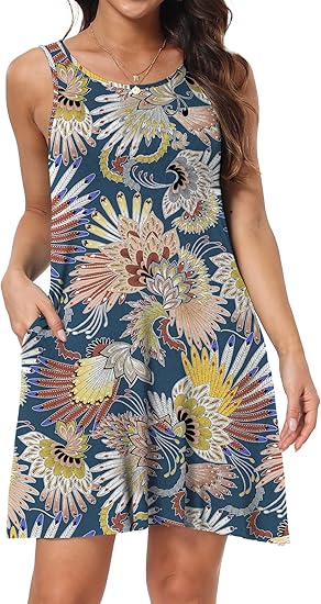 HAOMEILI Women's Summer Casual Swing T-Shirt Dresses with Pockets