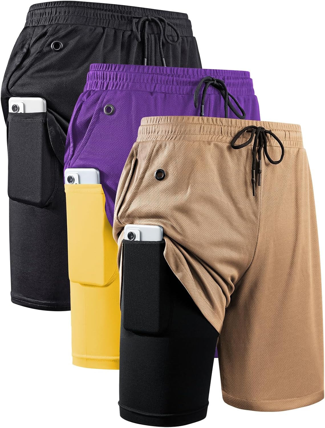 JWJ Mens 2 in 1 Running Shorts Quick Dry Athletic Workout Gear