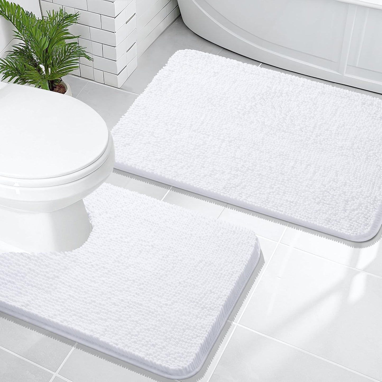 OLANLY Chenille Bath Mats Set - Soft, Absorbent, and Durable