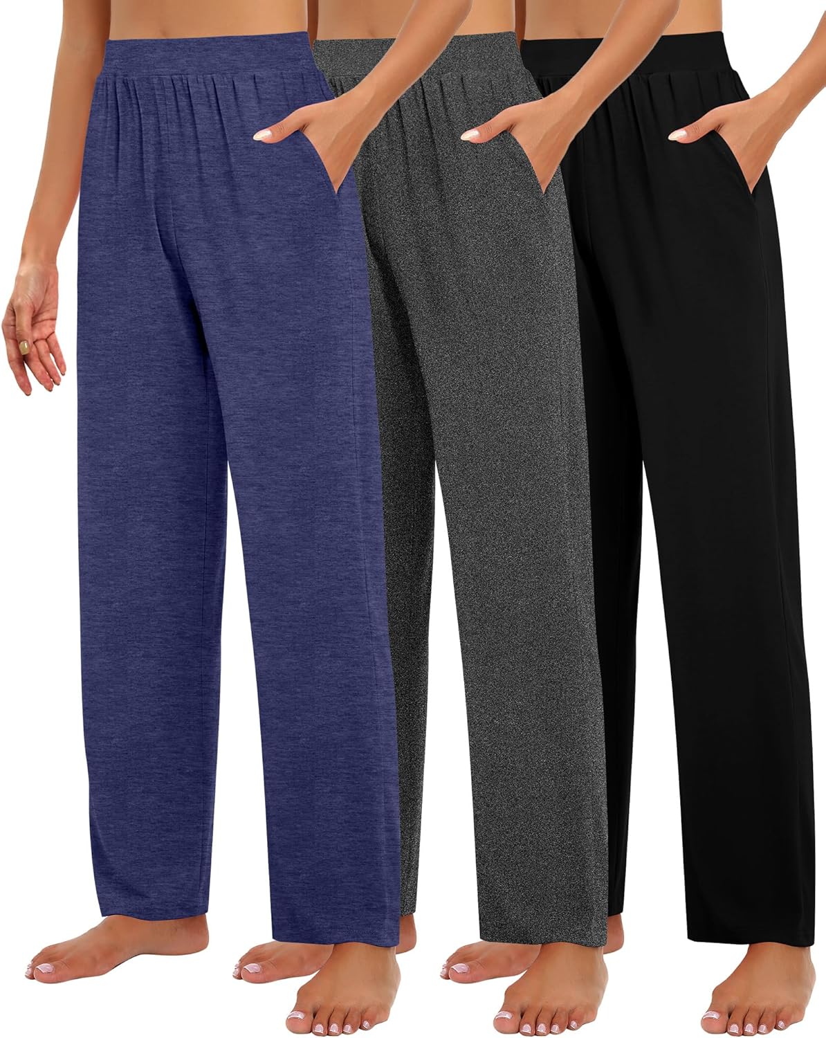 Huukeay Women's Lounge Pants - Cozy Wide Leg Slacks with Pockets