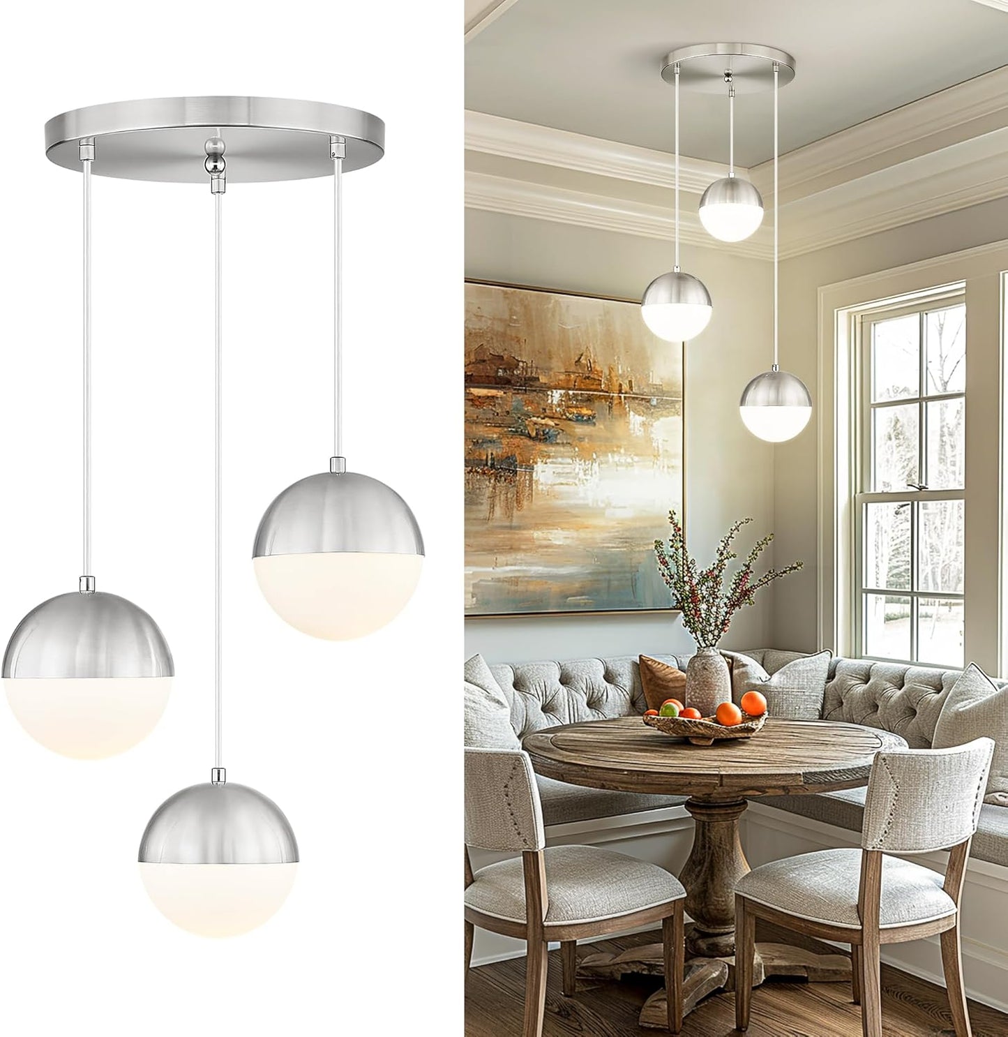 LMS Modern Brushed Nickel 3-Light Cluster Pendant Lights Review