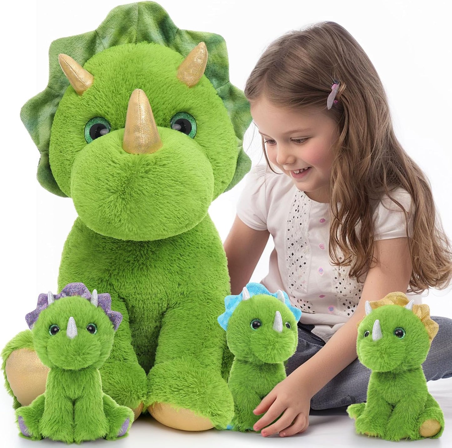 Muiteiur Triceratops Stuffed Animal with Baby Dinosaurs Gift
