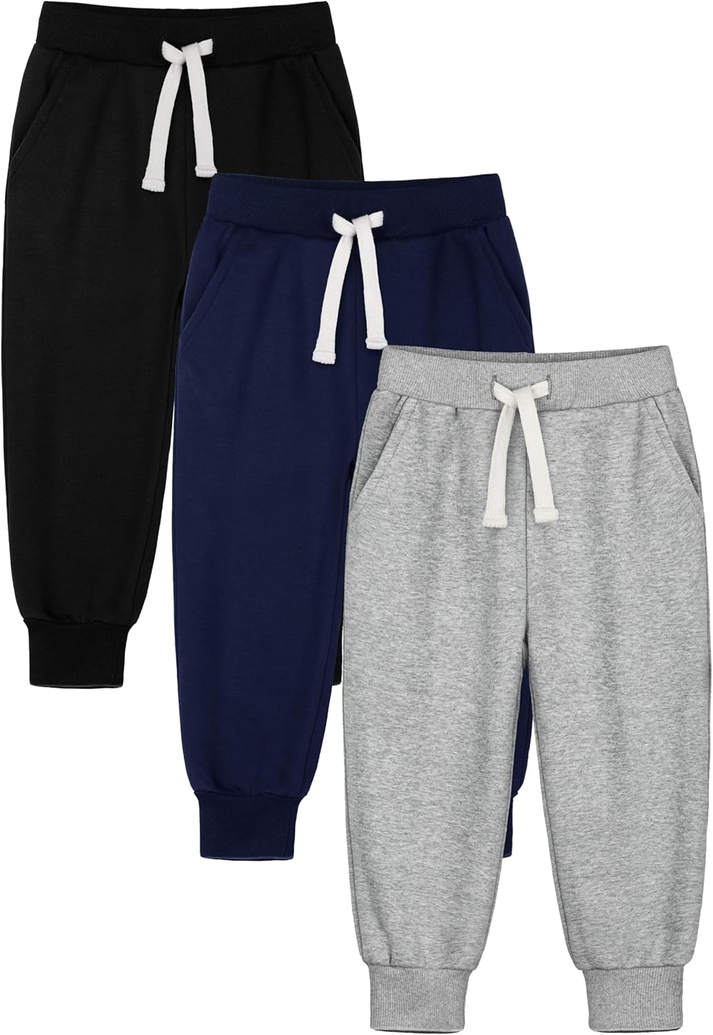 HXP Toddler Sweatpants 3 Pack for Boys and Girls with Pockets