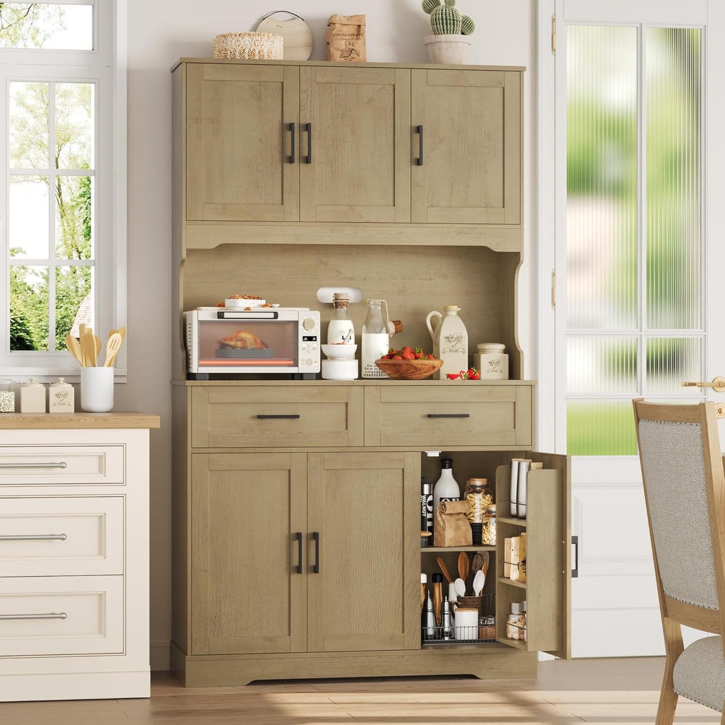Farmhouse Pantry Cabinet w/Adjustable Shelves
