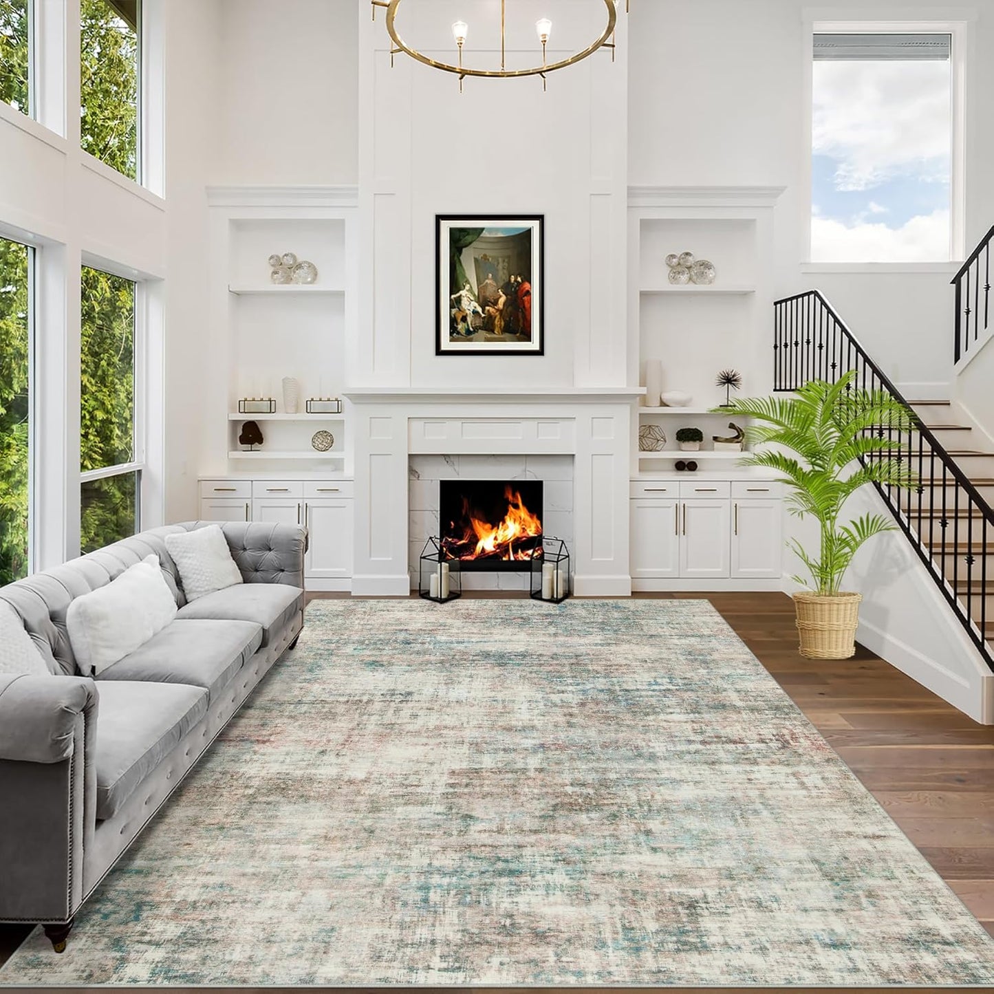 9x12 Area Rugs Washable Rug for Modern Living Room Comfort