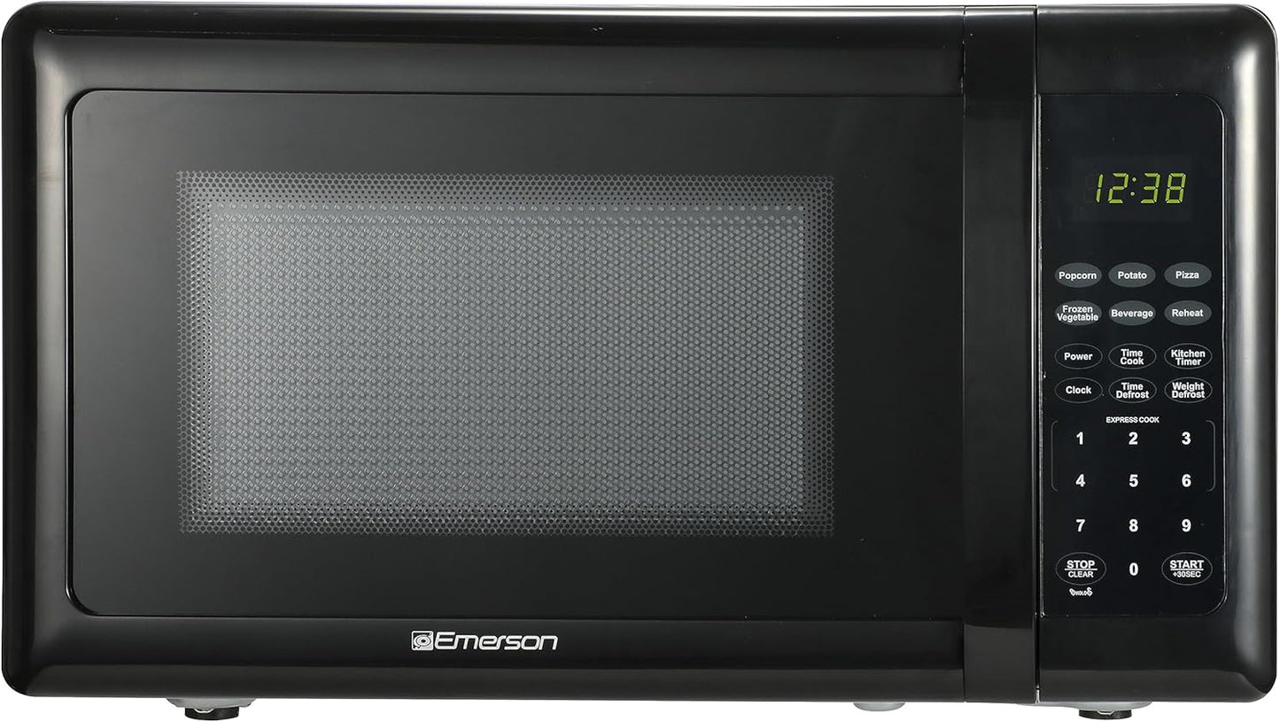 Emerson MW7302B Compact Microwave: 700W Power, 10 Levels, 6 Menus