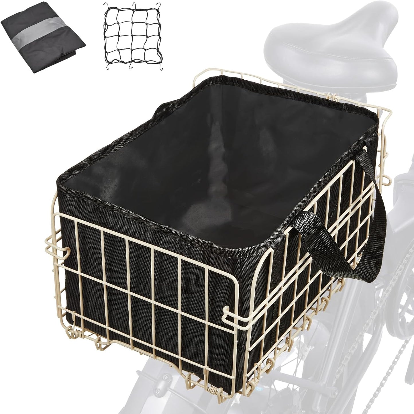 Zacro Bike Basket Rear - Large Folding Metal Bicycle Basket