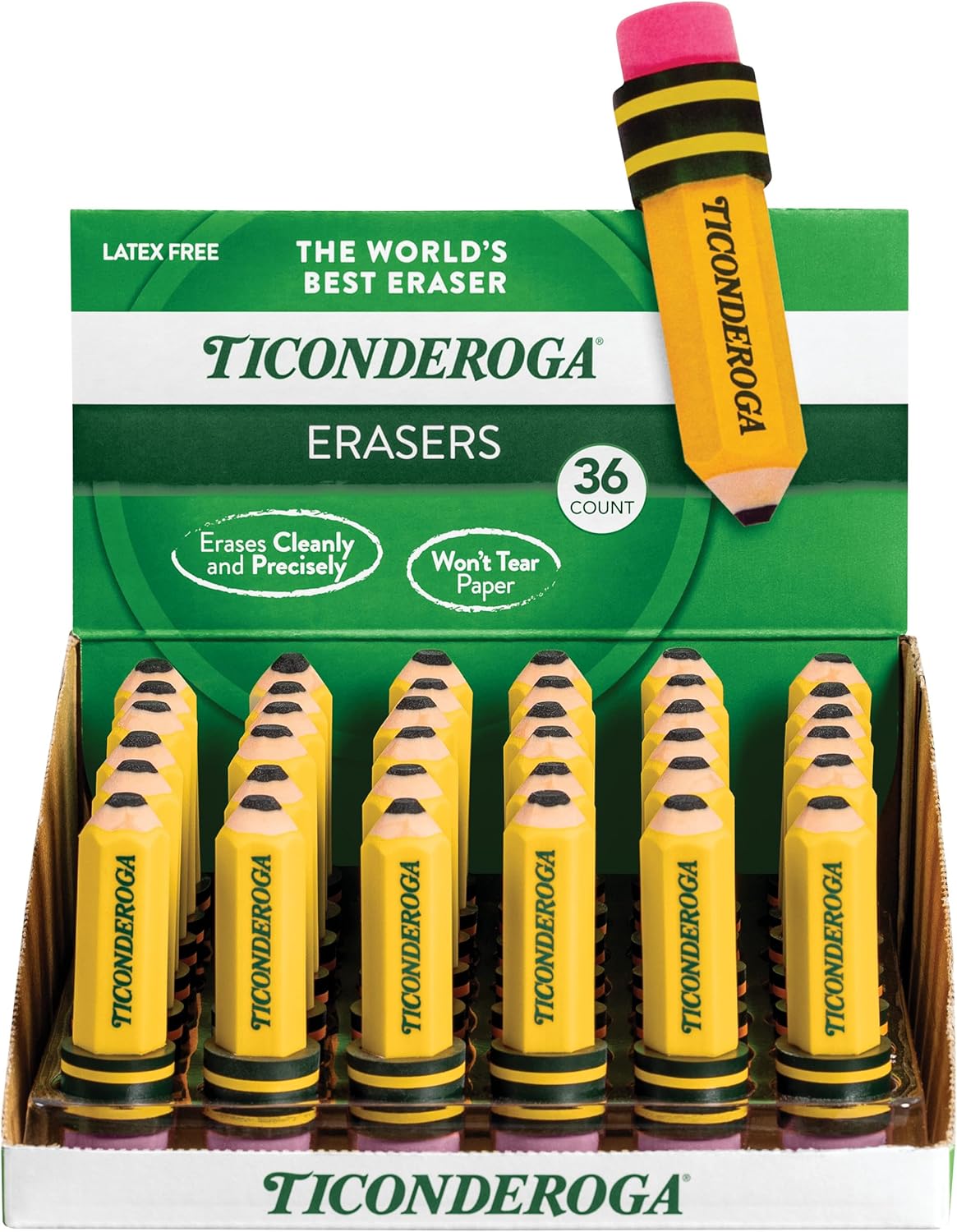 TICONDEROGA Pencil Shaped Erasers for Smudge-Free Corrections