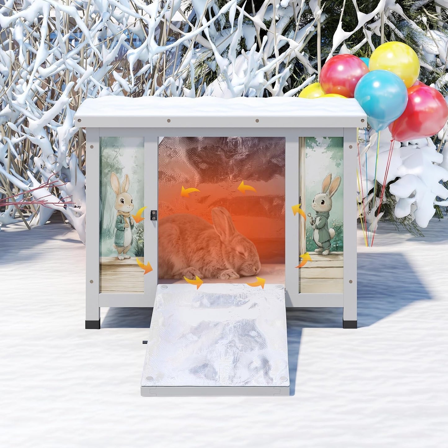 Insulated Cat House Outdoor Heated for Small Animals - COZIWOW