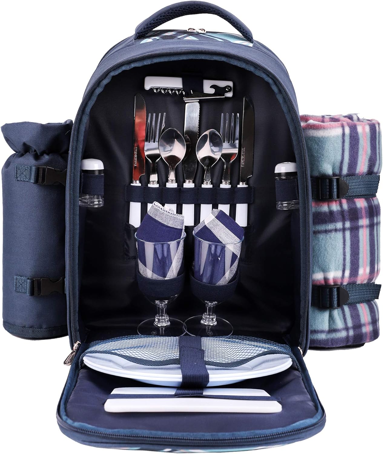 Picnic Backpack for 2 with Cooler & Wine Holder