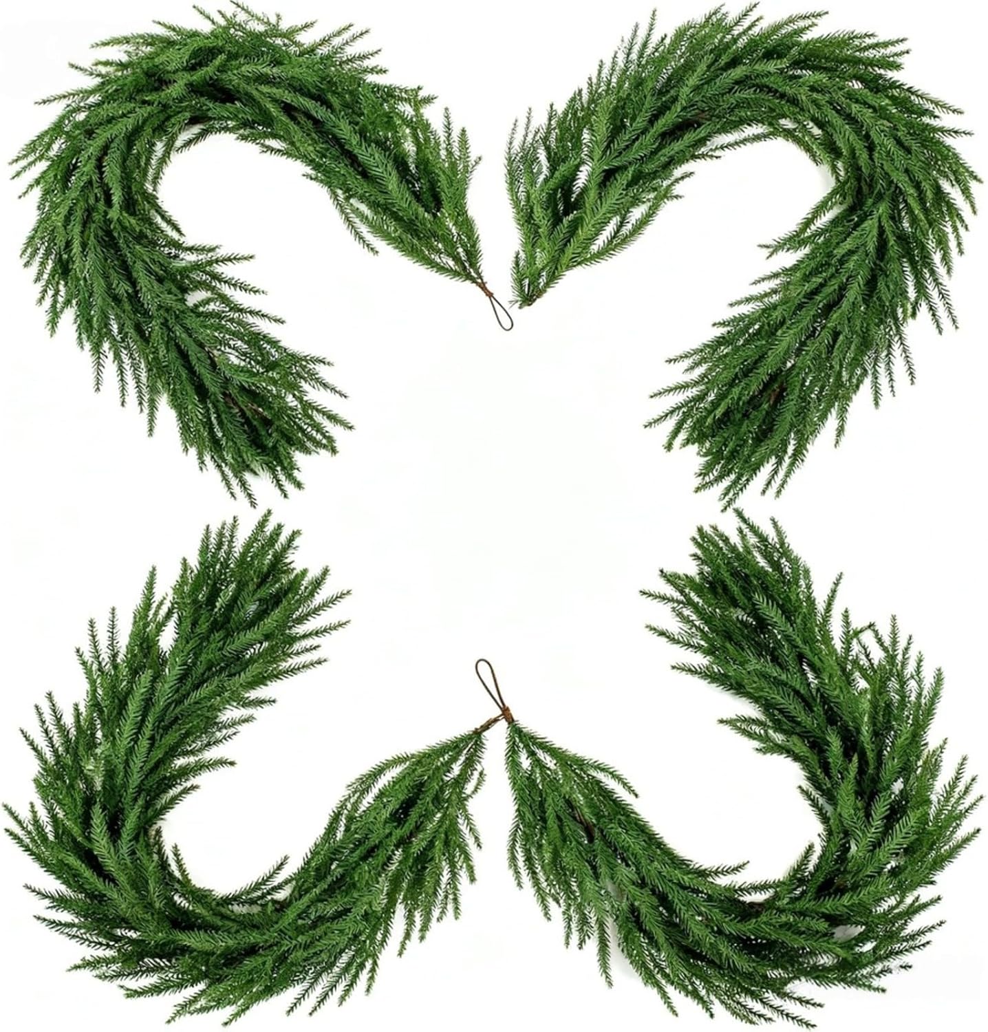 4 Pcs 6 Ft Christmas Artificial Norfolk Pine Garlands for Decor