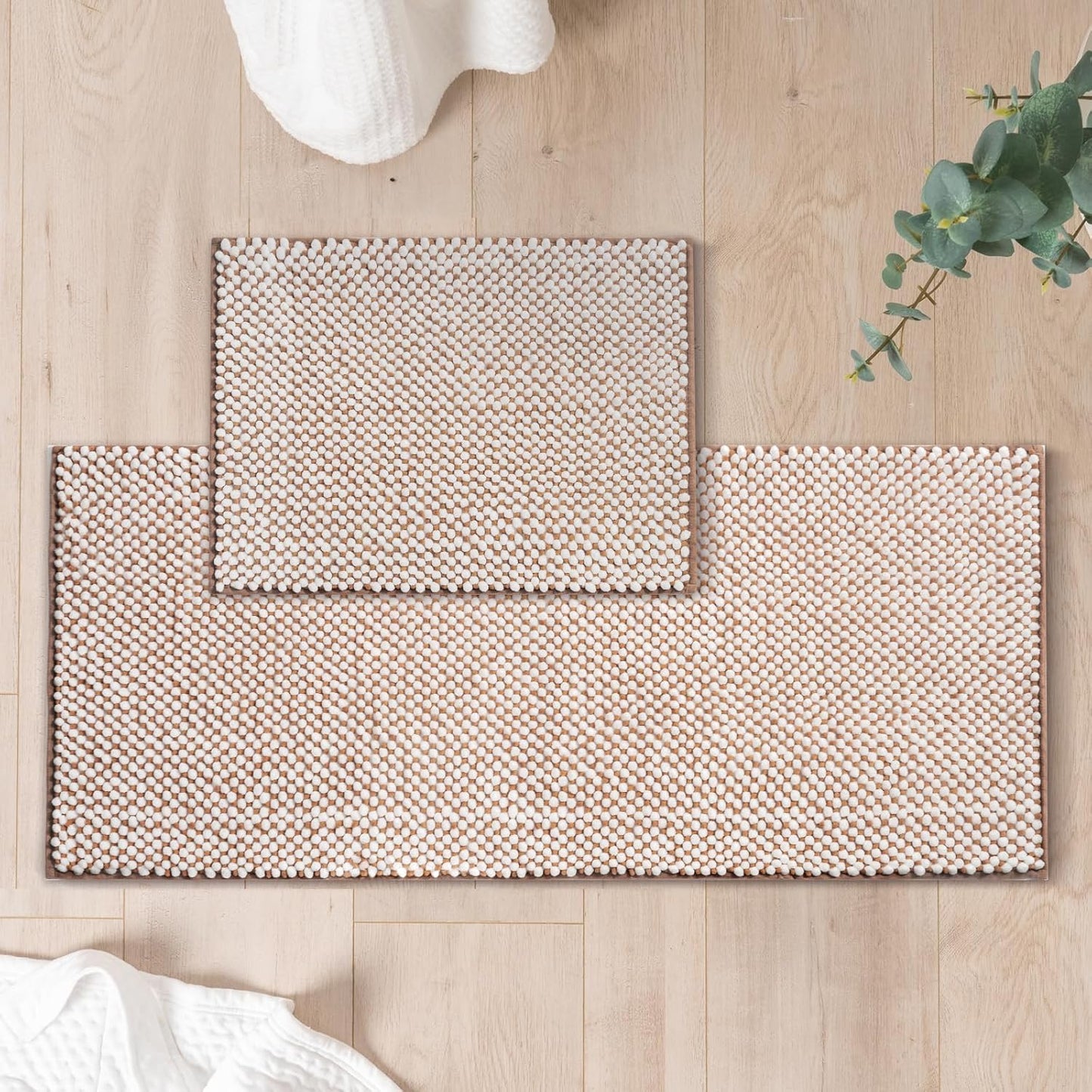 Chenille Bathroom Rugs Sets 2 Piece Non-Slip Bath Mats