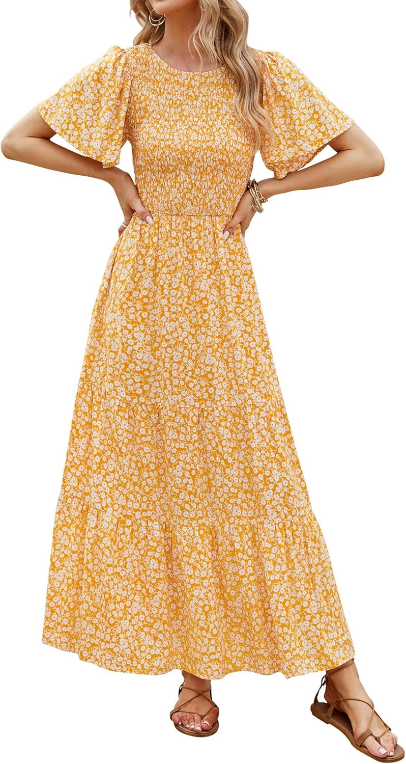 ZESICA Women's Floral Print Maxi Dress for Summer Style